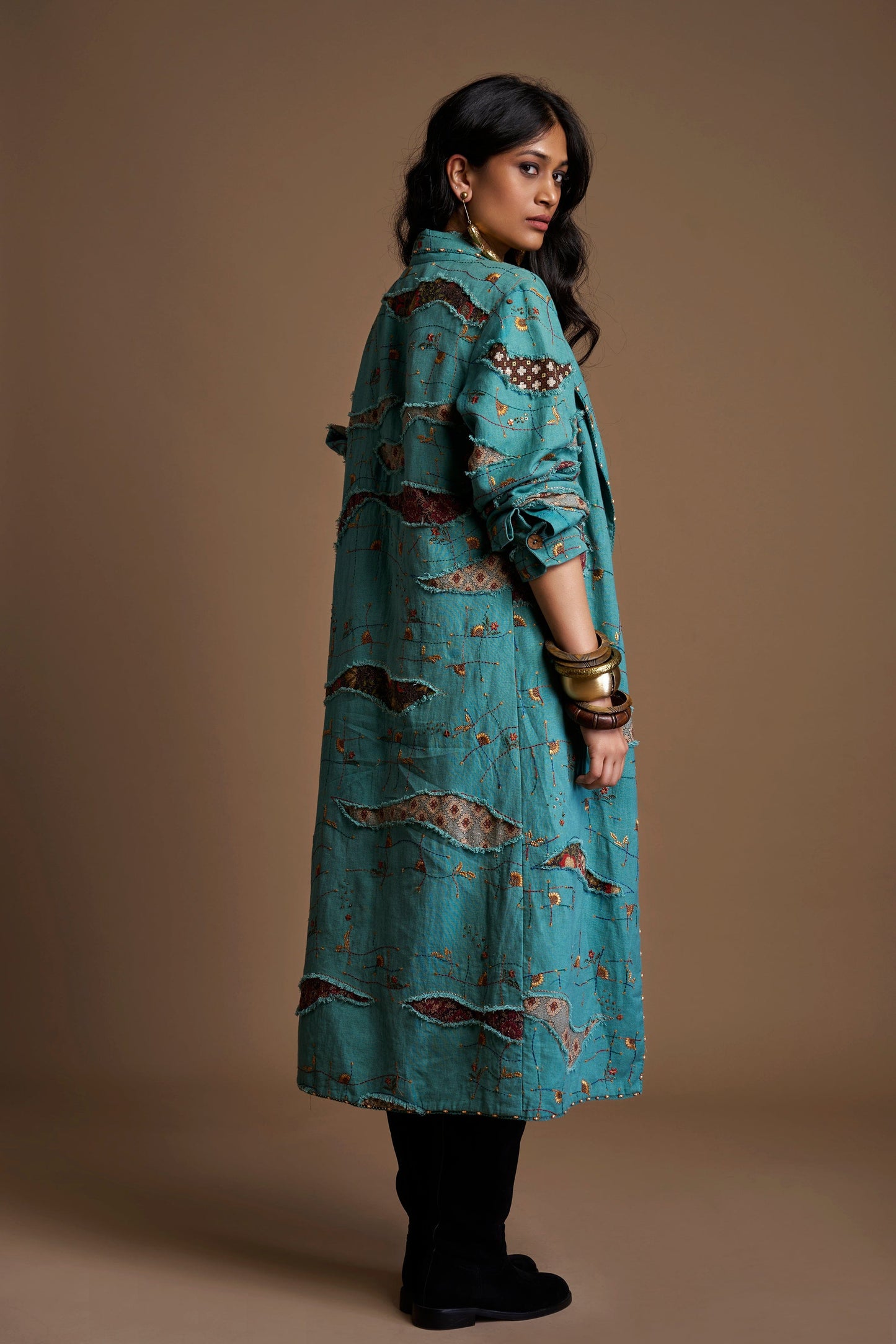 Teal Patina Sunflower Trench