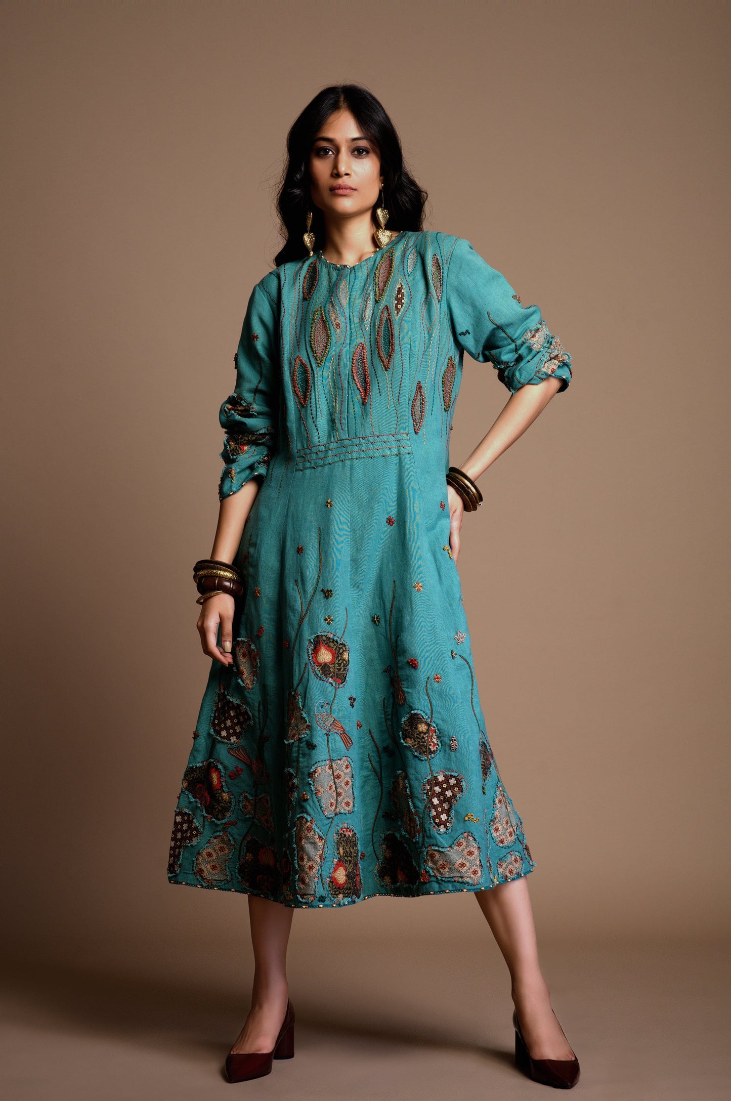 Teal Bloom Bird Dress