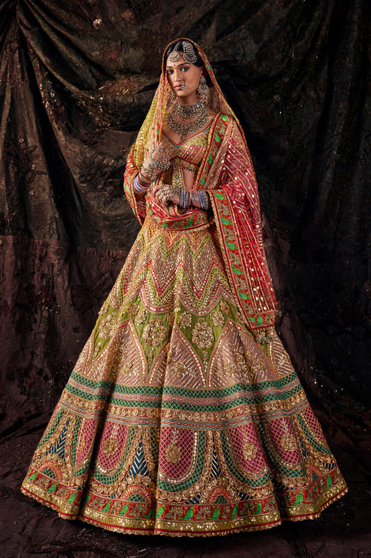 Burnished Gold Multi-Hued Tulle Lehenga