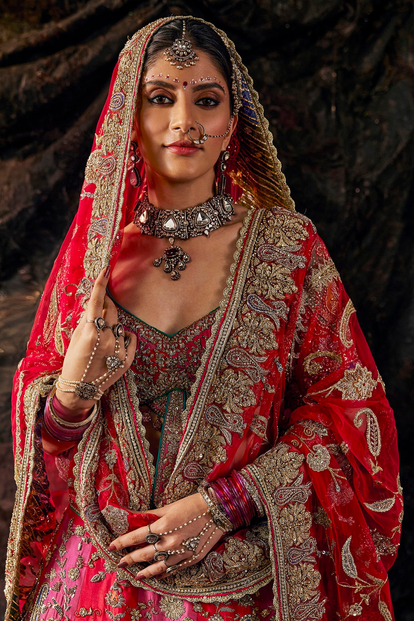 Vivid Multi-Hued Silk Lehenga