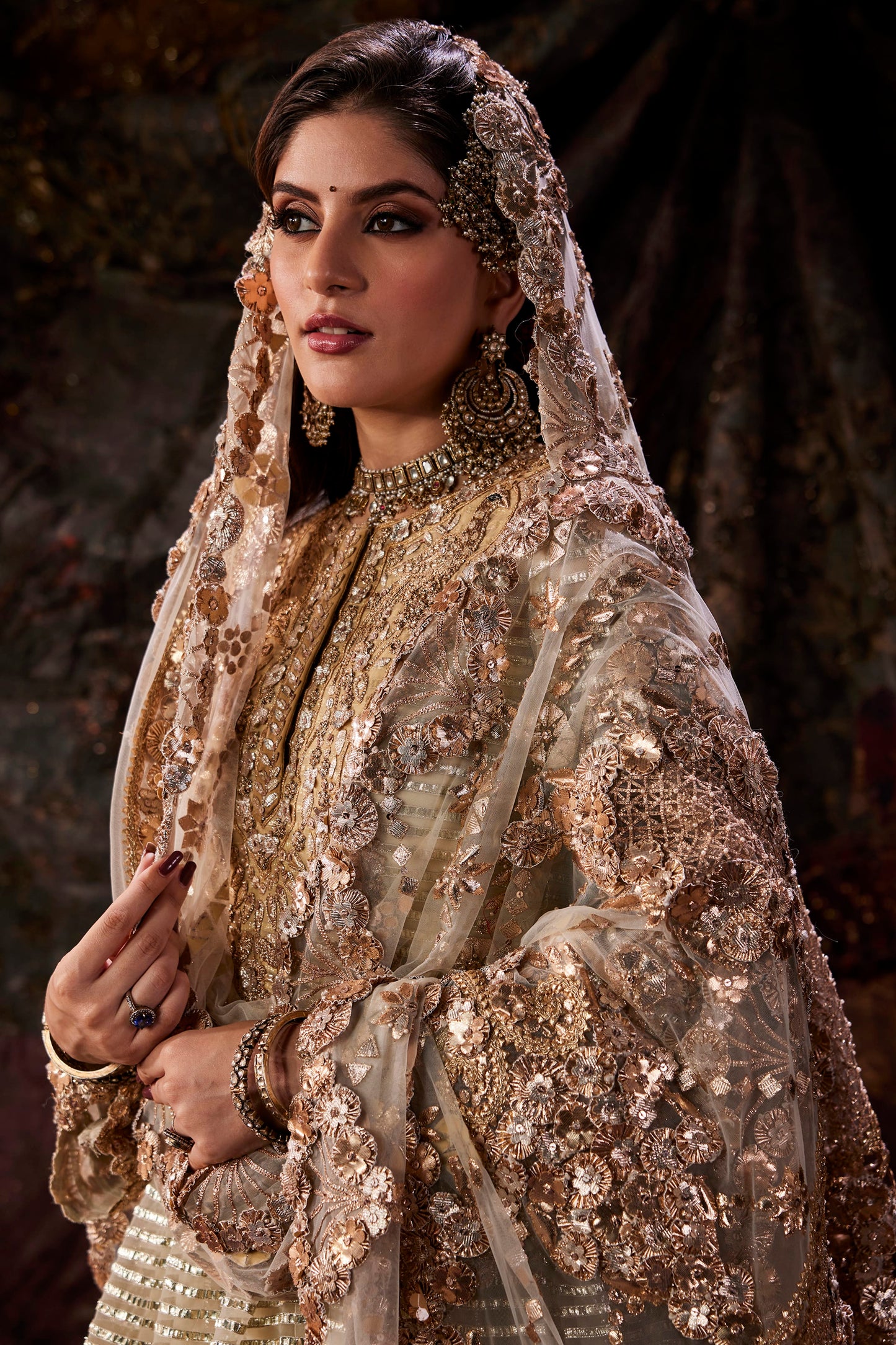 Earthy Ivory Tulle Kalidar-Sharara