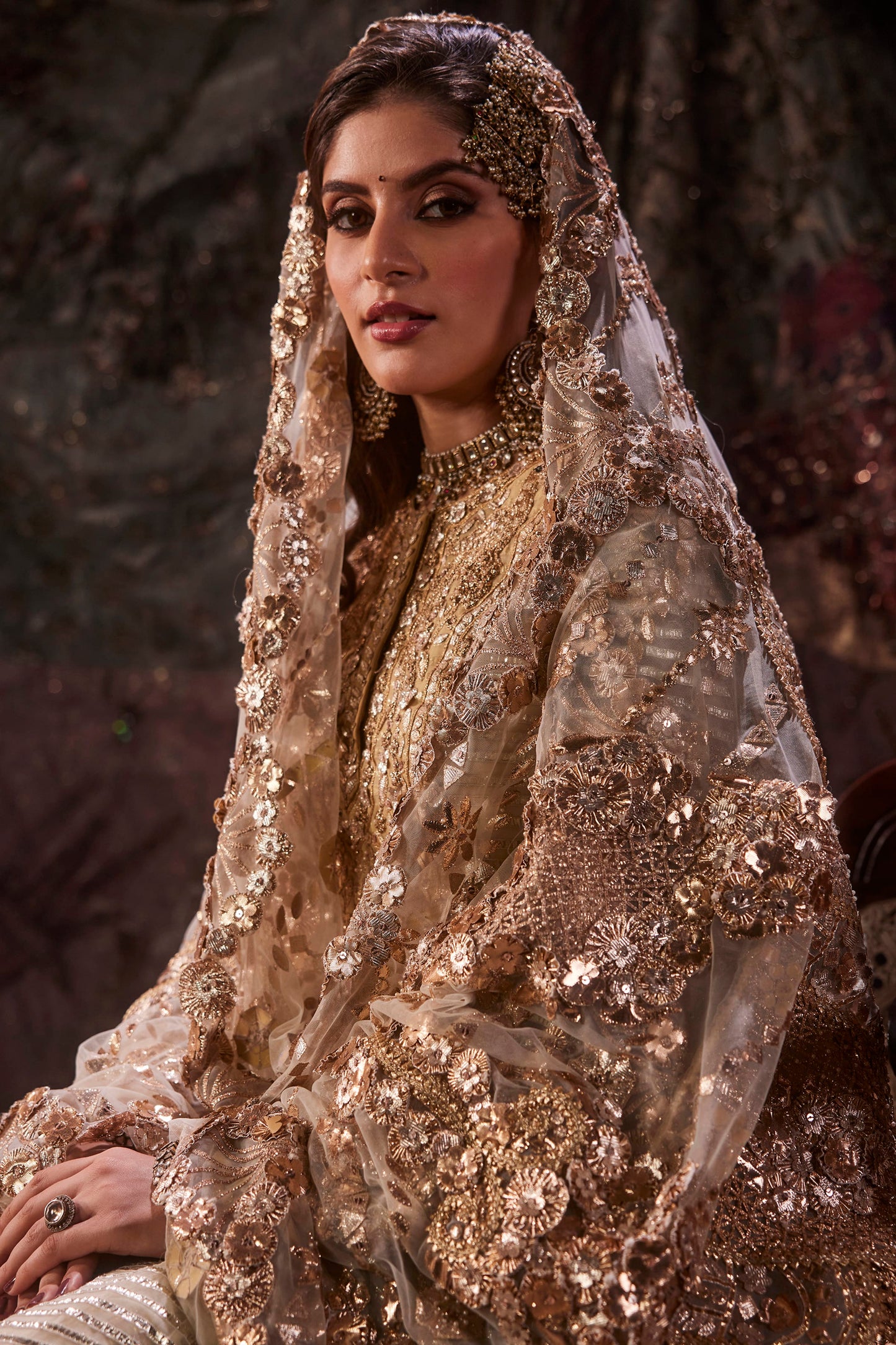 Earthy Ivory Tulle Kalidar-Sharara