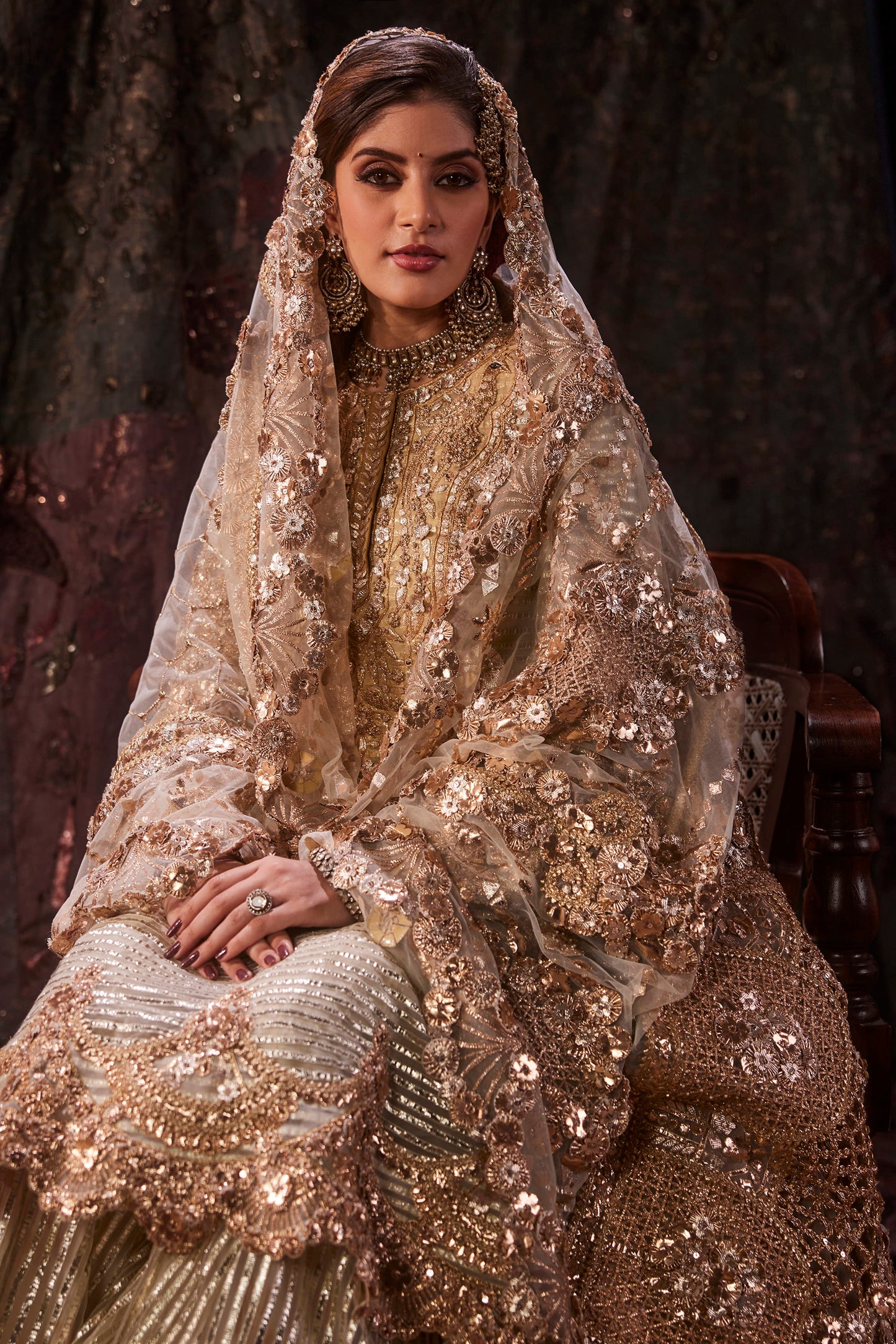 Earthy Ivory Tulle Kalidar-Sharara