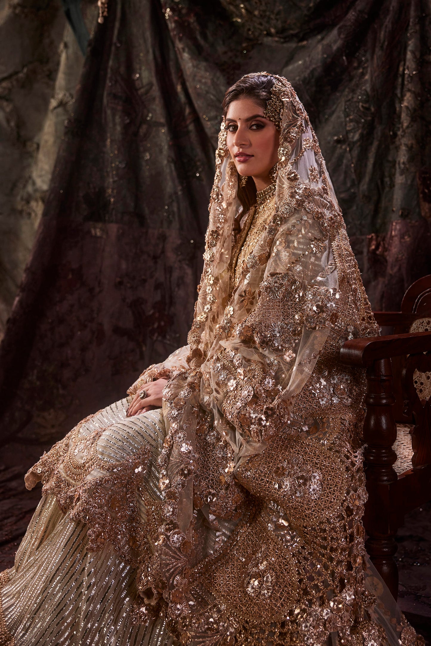 Earthy Ivory Tulle Kalidar-Sharara