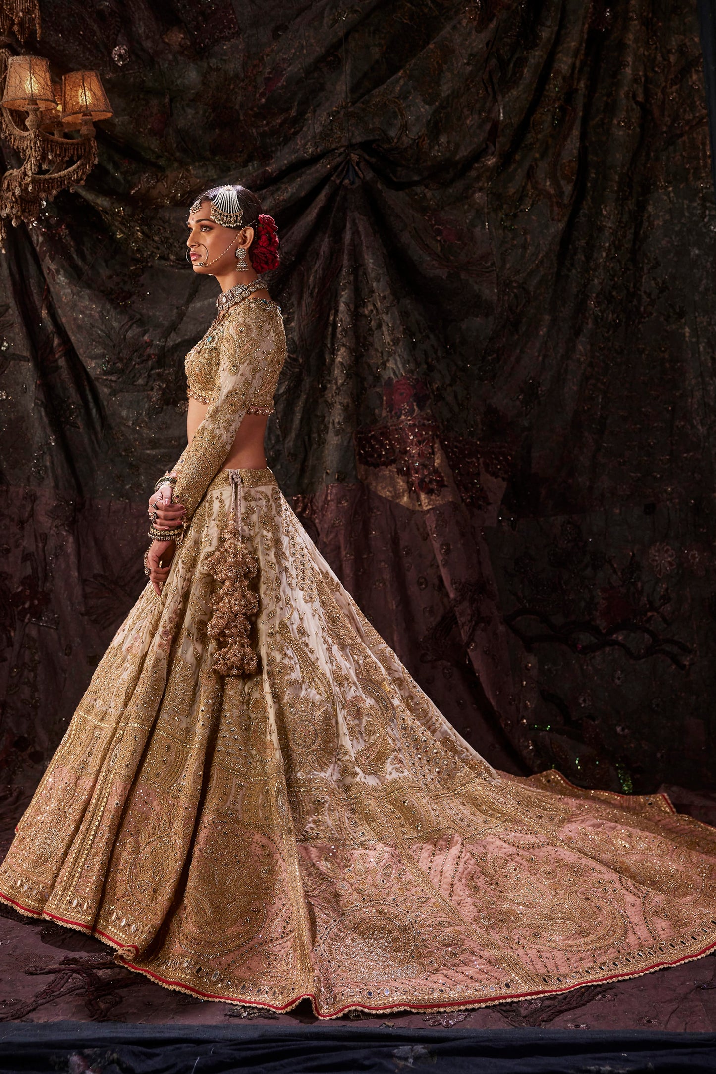 A Gossamer Ivory Tulle Lehenga