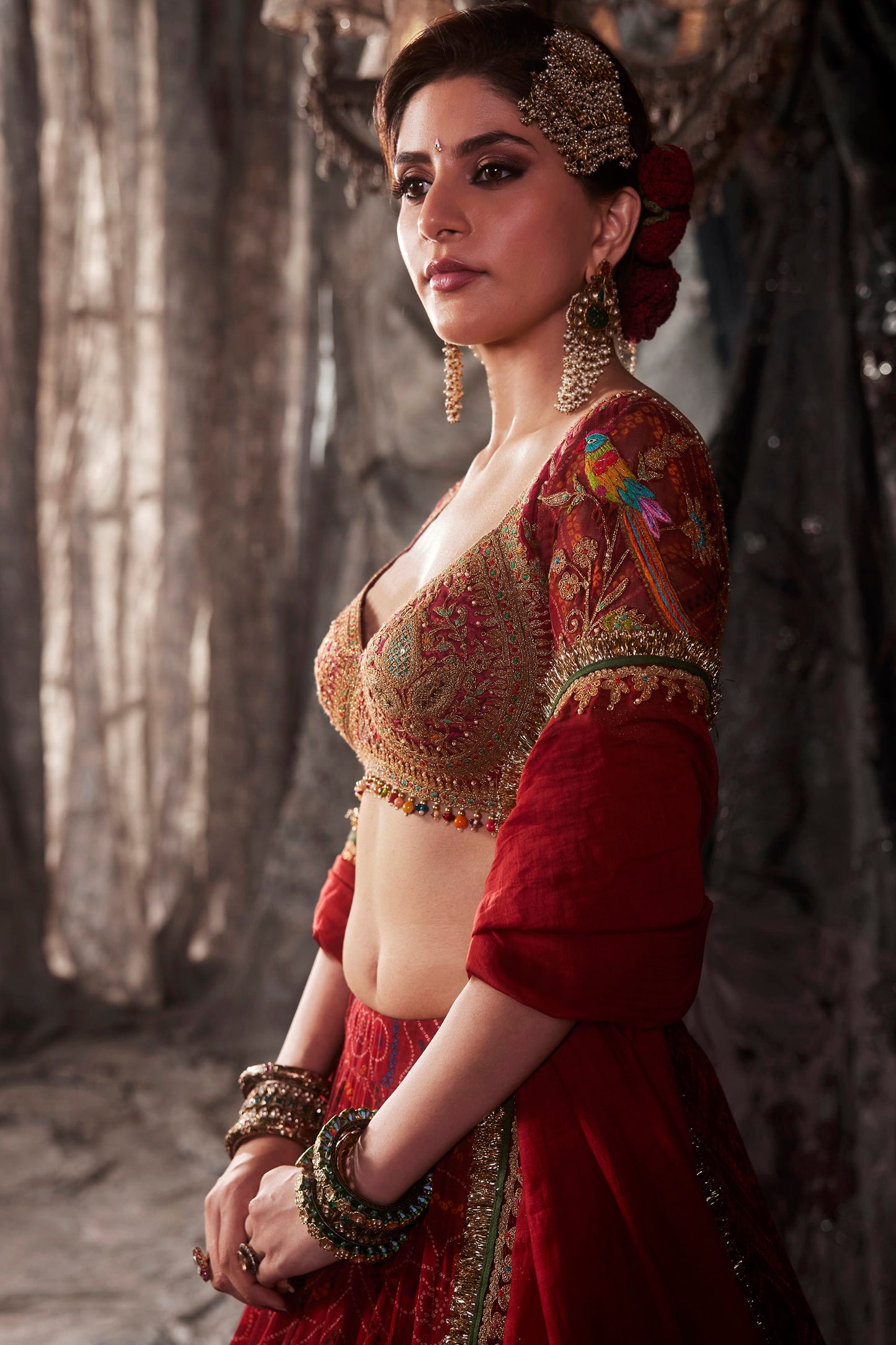 Wine Maroon Georgette Lehenga