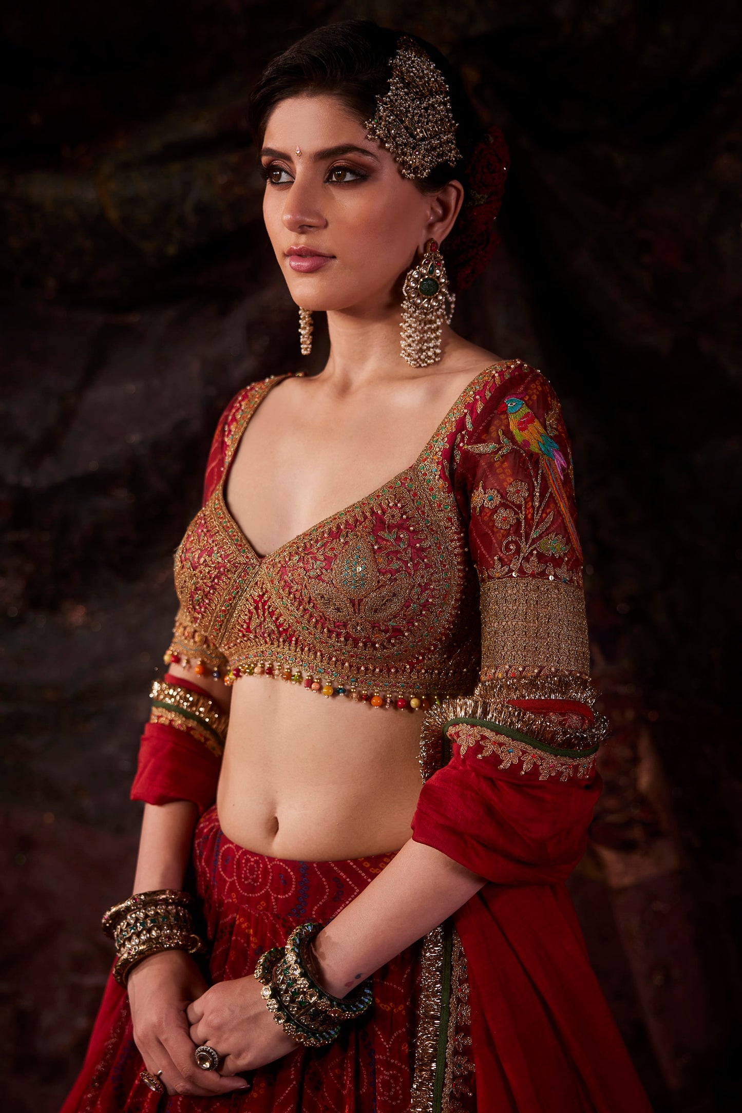 Wine Maroon Georgette Lehenga