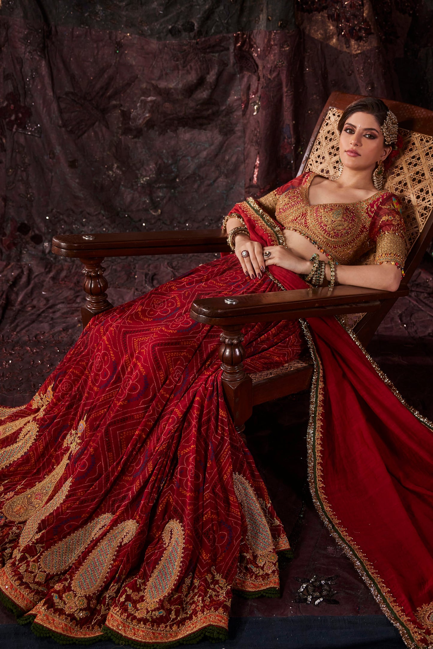 Wine Maroon Georgette Lehenga