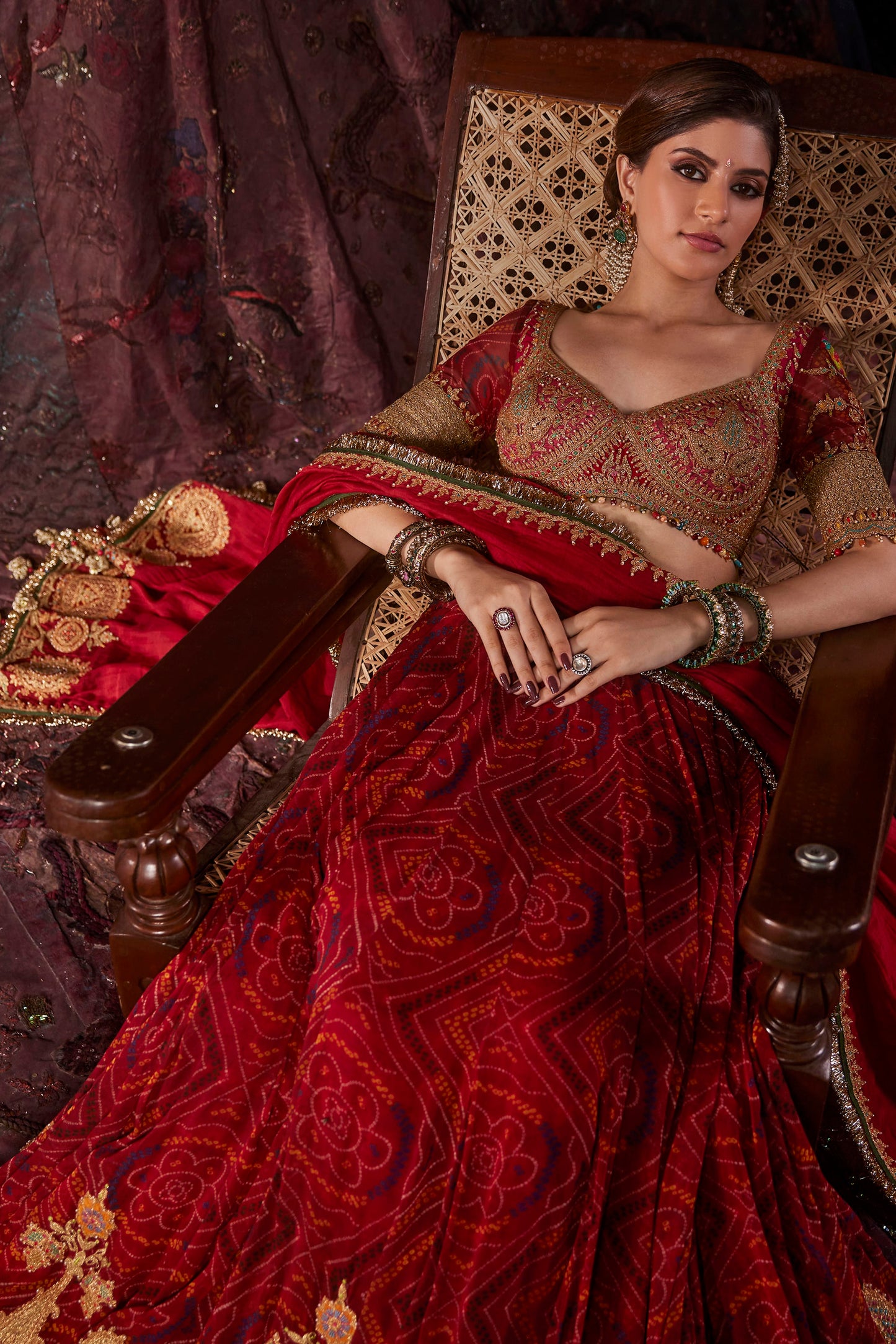 Wine Maroon Georgette Lehenga