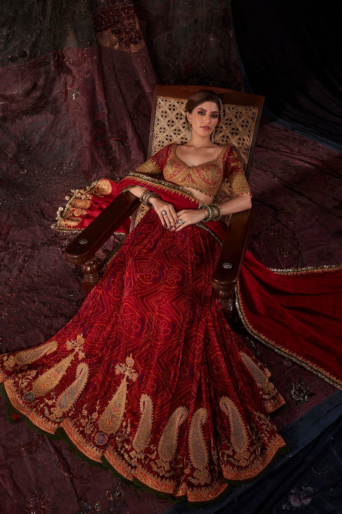 Wine Maroon Georgette Lehenga