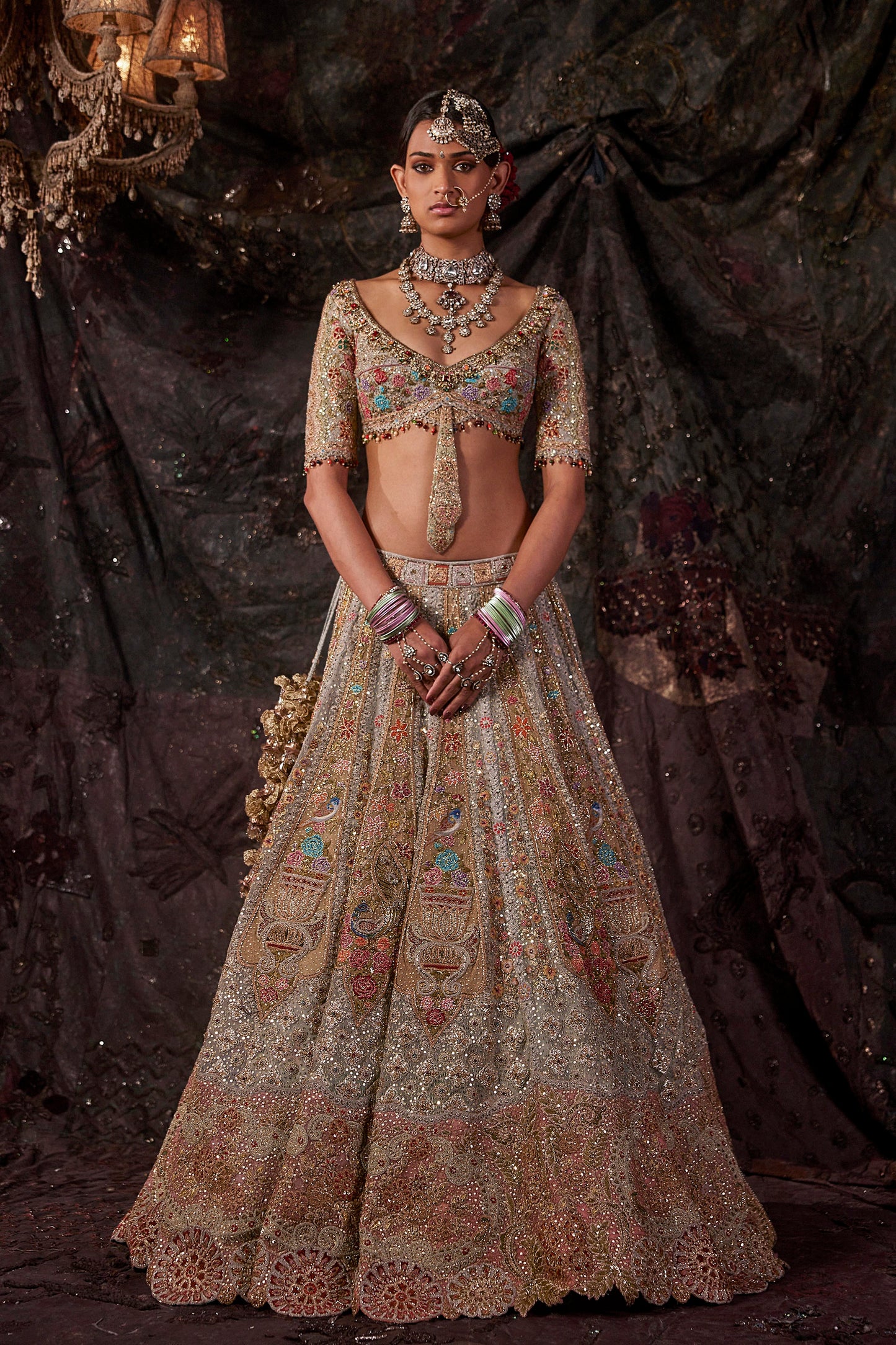 Pearl-Hued Tulle Lehenga