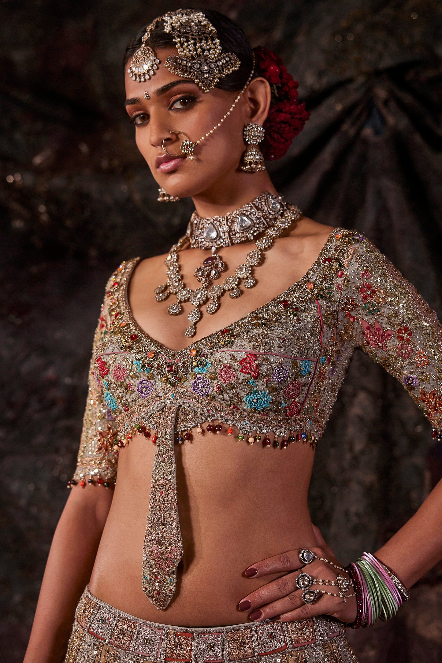 Pearl-Hued Tulle Lehenga