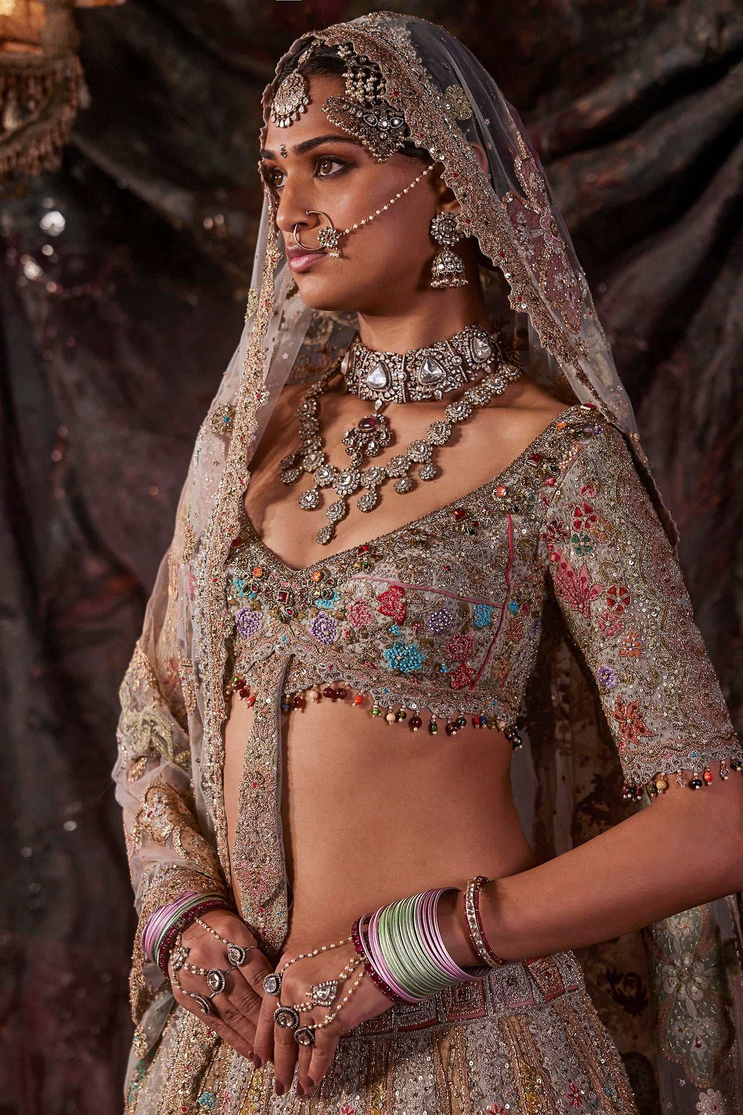 Pearl-Hued Tulle Lehenga