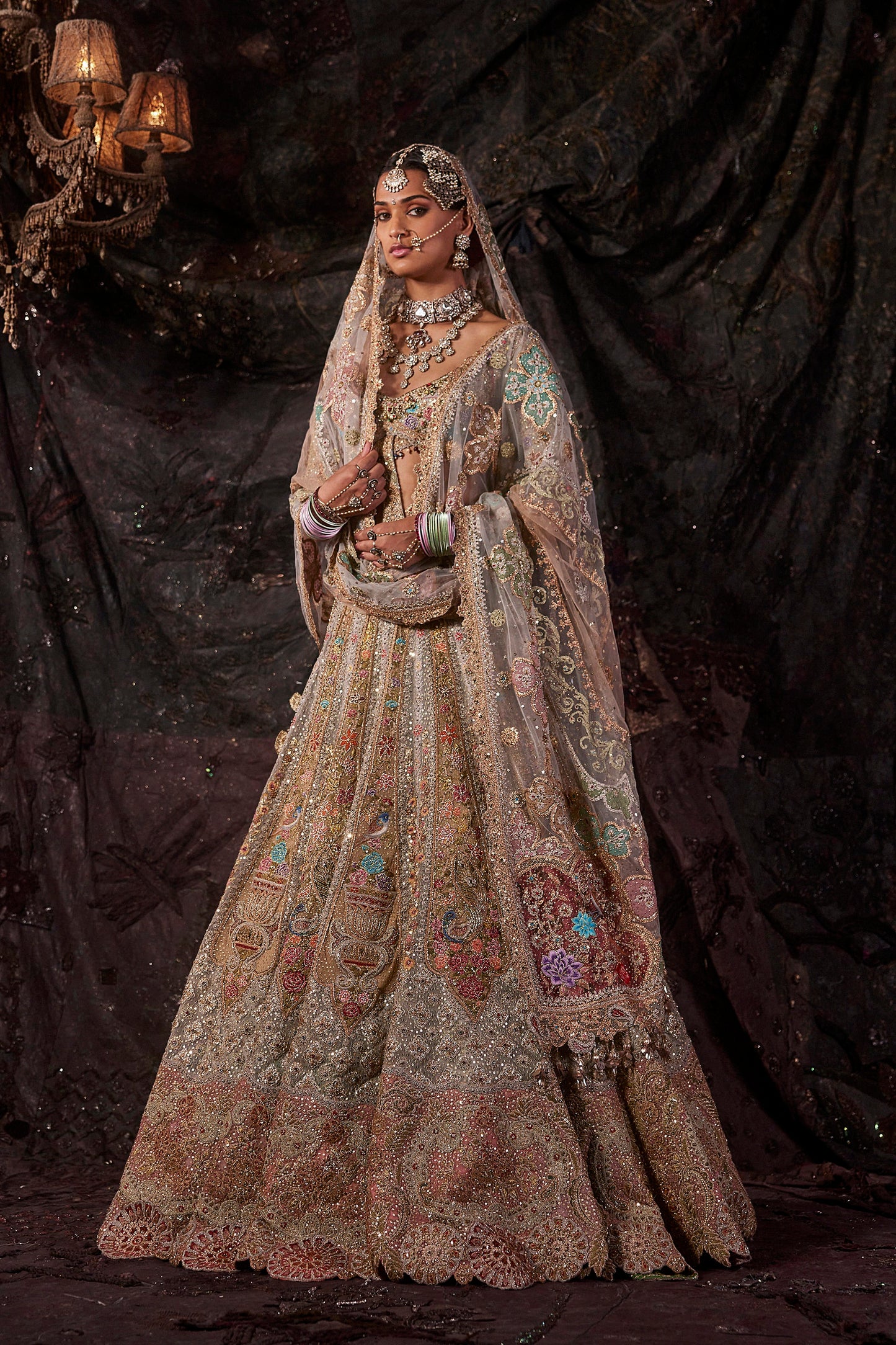 Pearl-Hued Tulle Lehenga