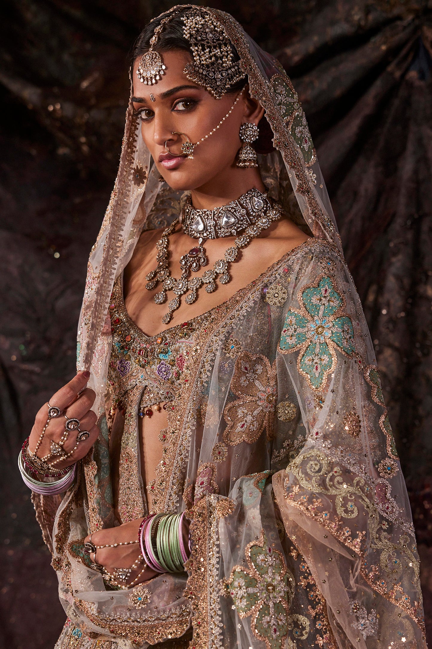 Pearl-Hued Tulle Lehenga