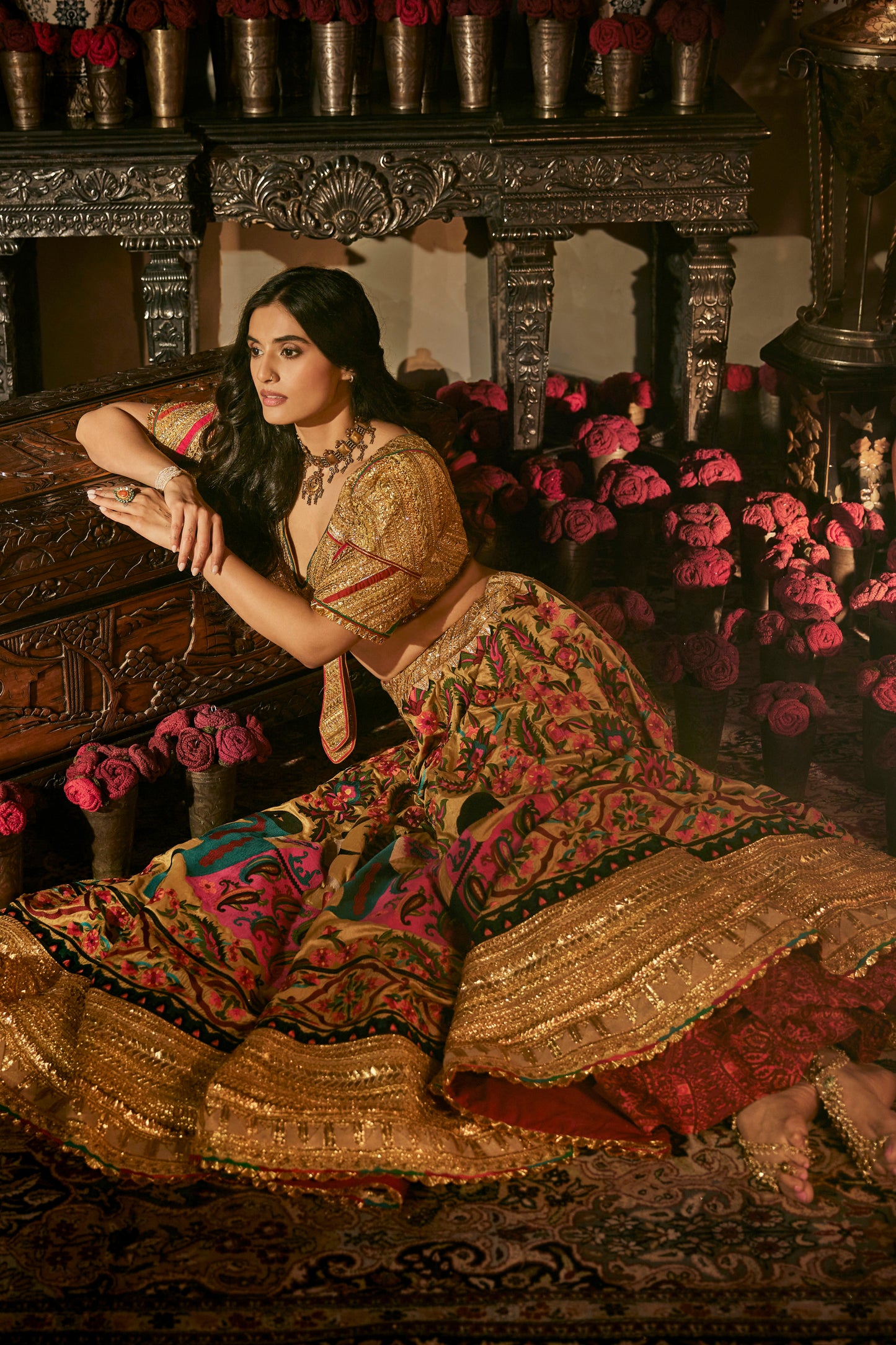 Earthy Gold Suzani Lehenga