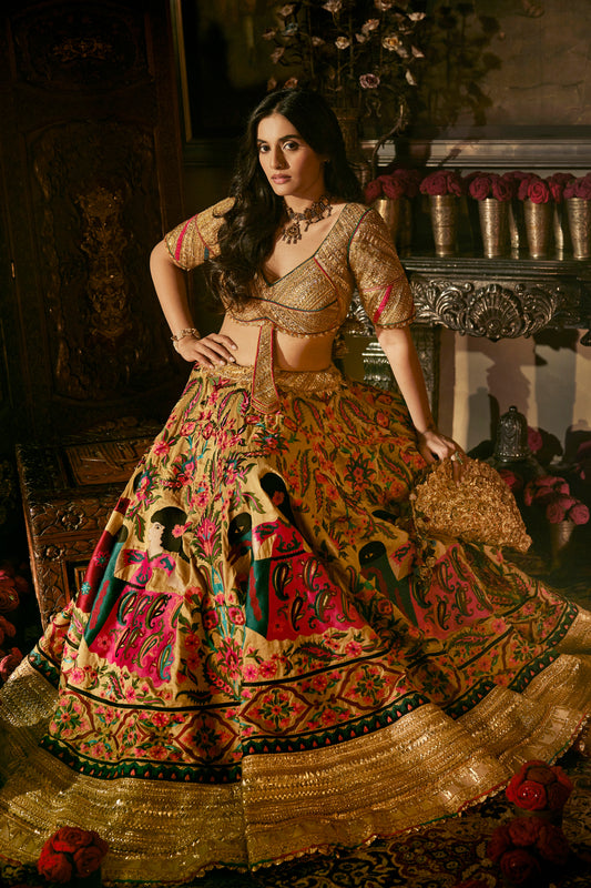 Earthy Gold Suzani Lehenga