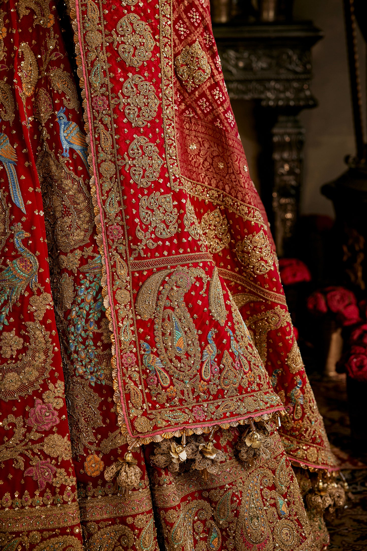 Red Vintage Persian Lehenga