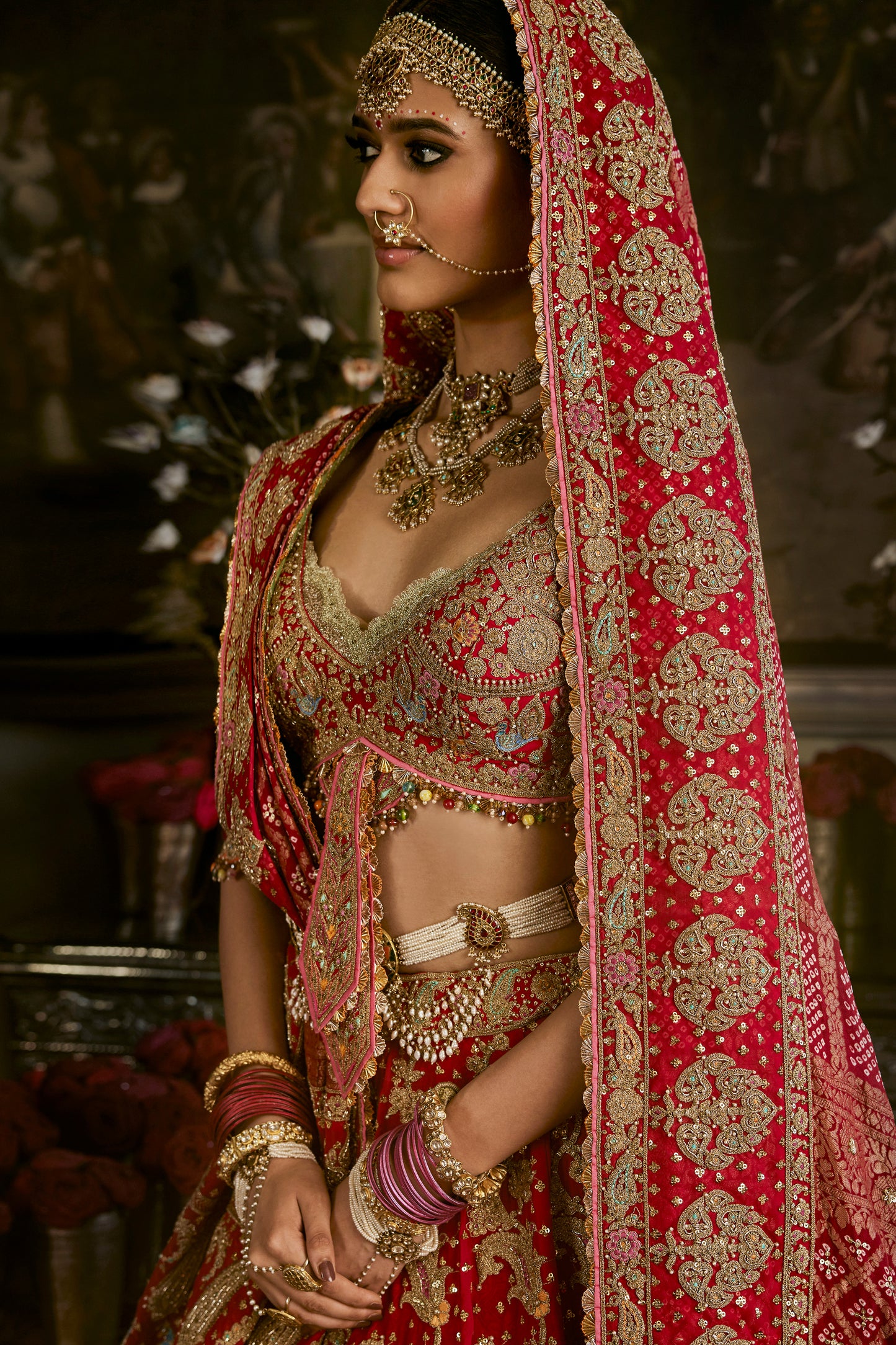 Red Vintage Persian Lehenga