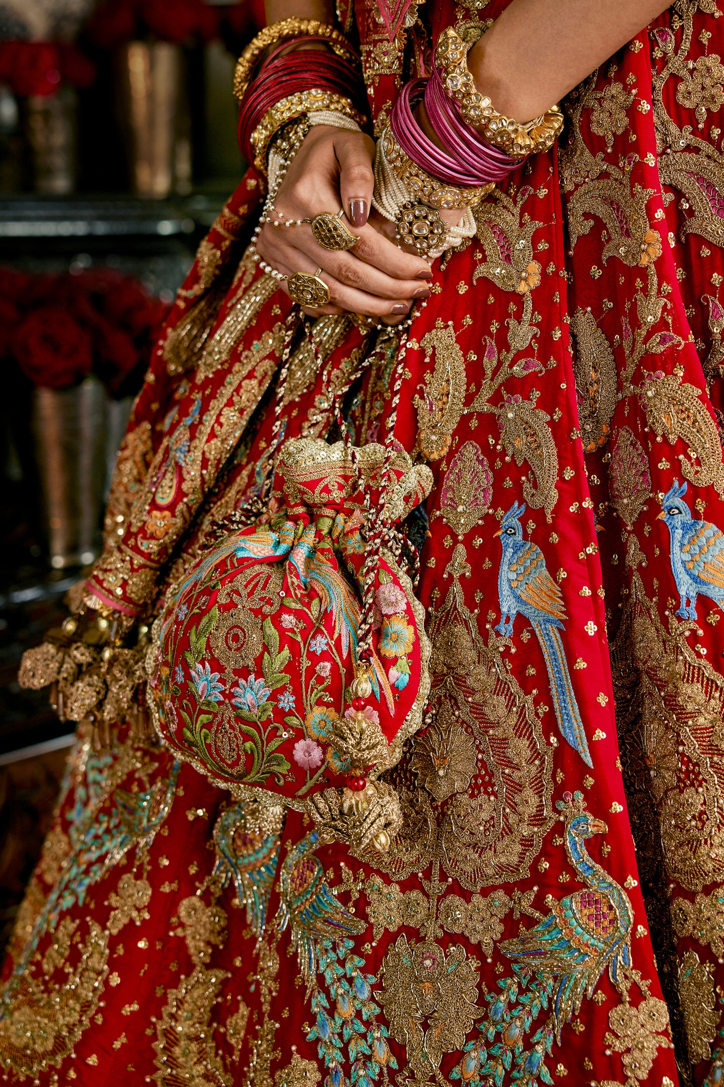 Red Vintage Persian Lehenga