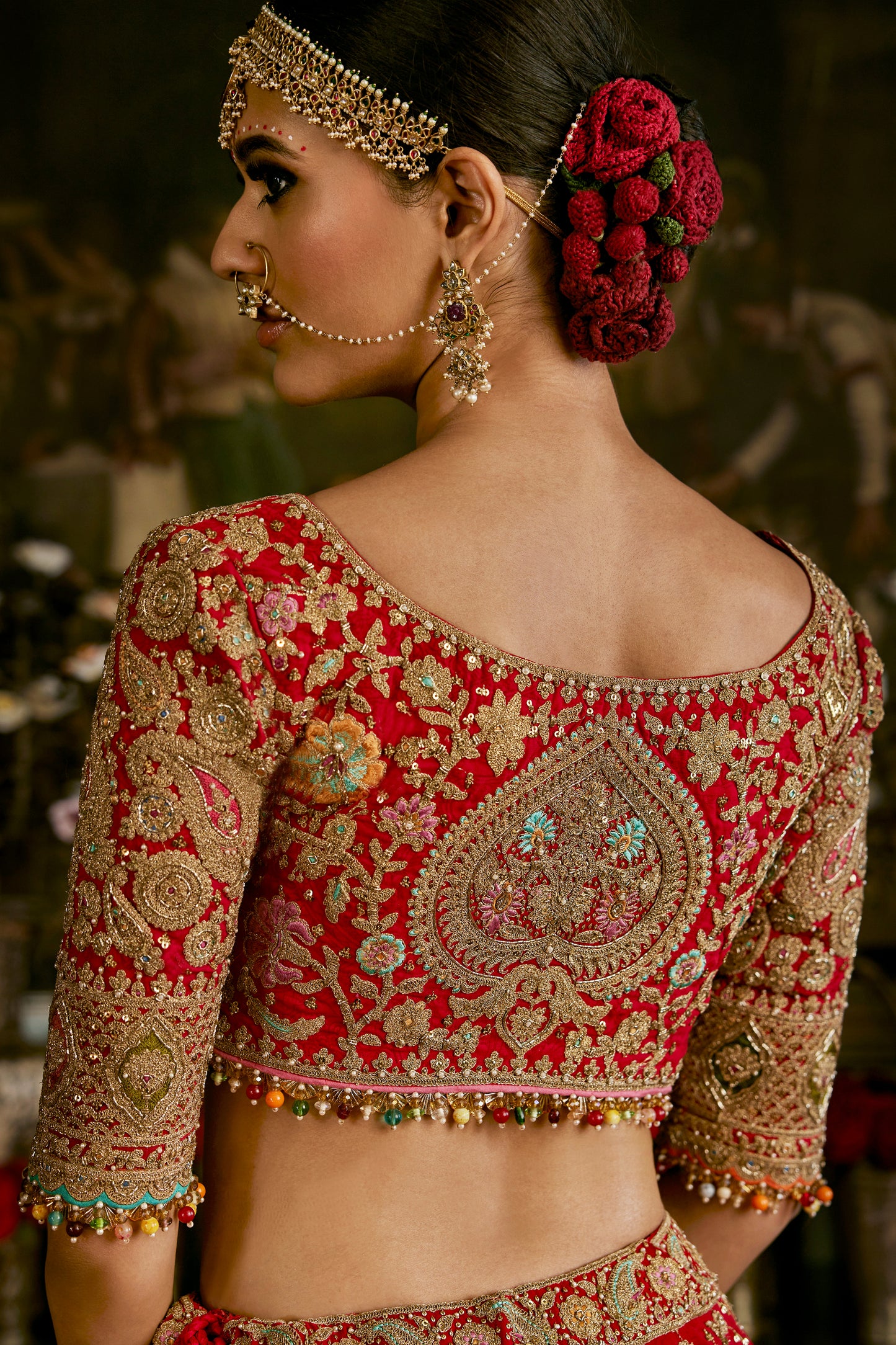 Red Vintage Persian Lehenga