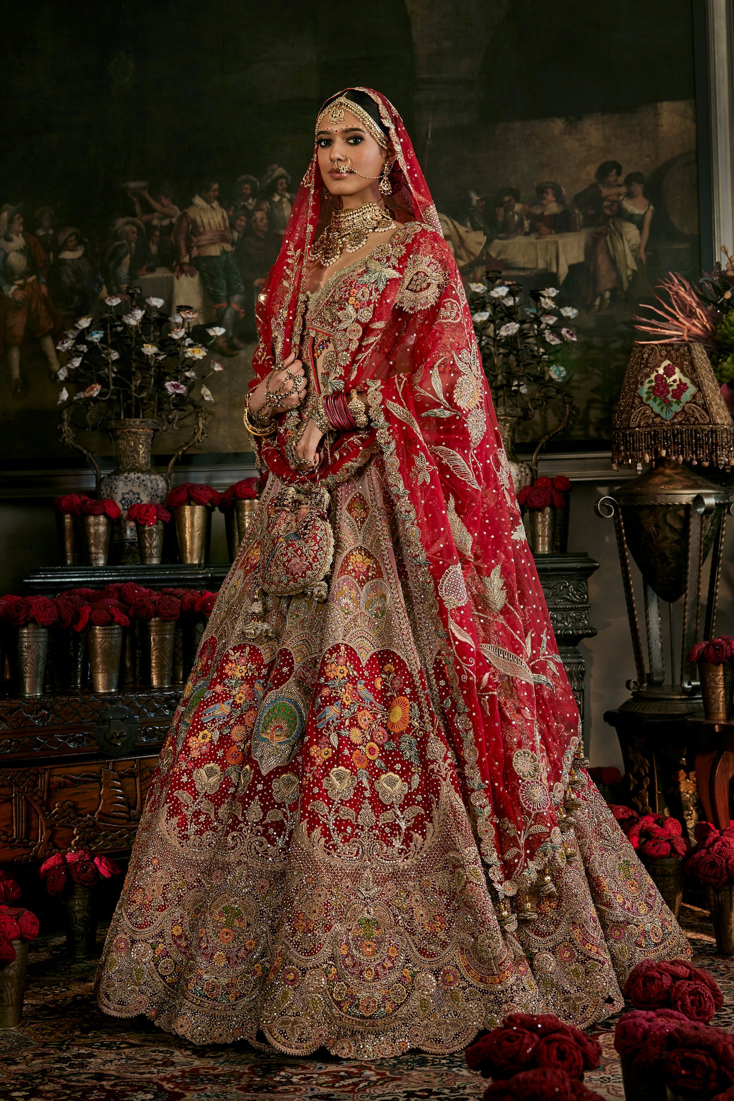 Deep Red Vintage Lehenga