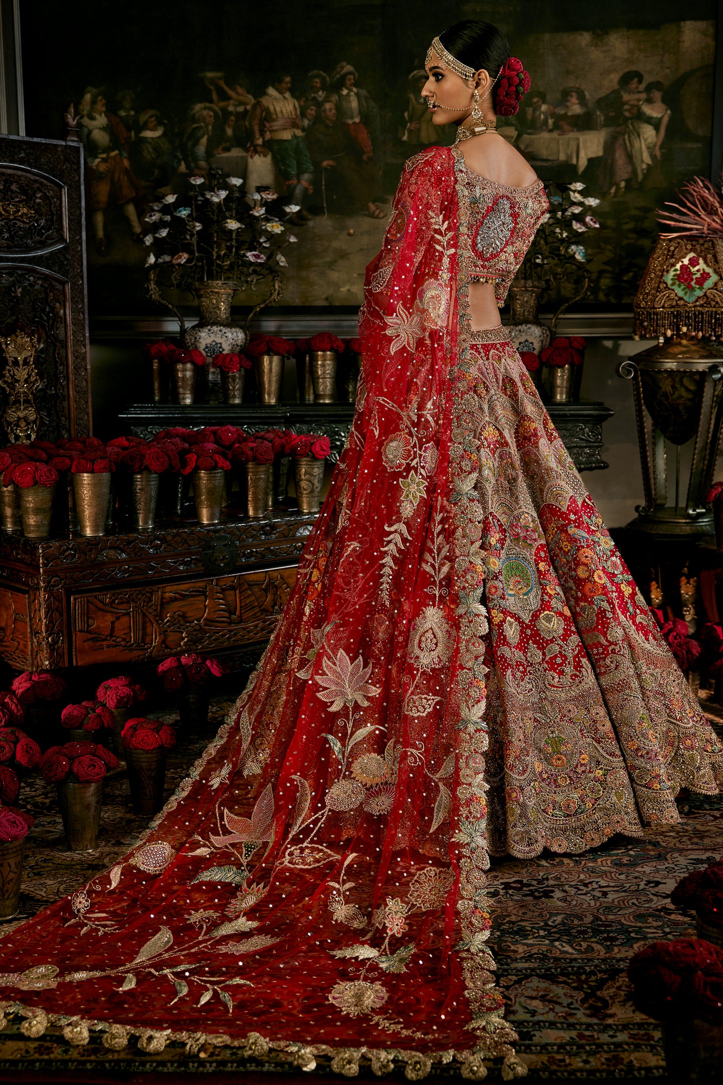 Deep Red Vintage Lehenga