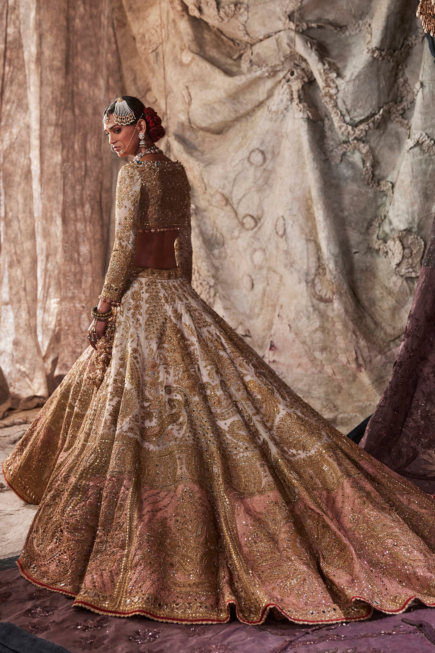 A Gossamer Ivory Tulle Lehenga