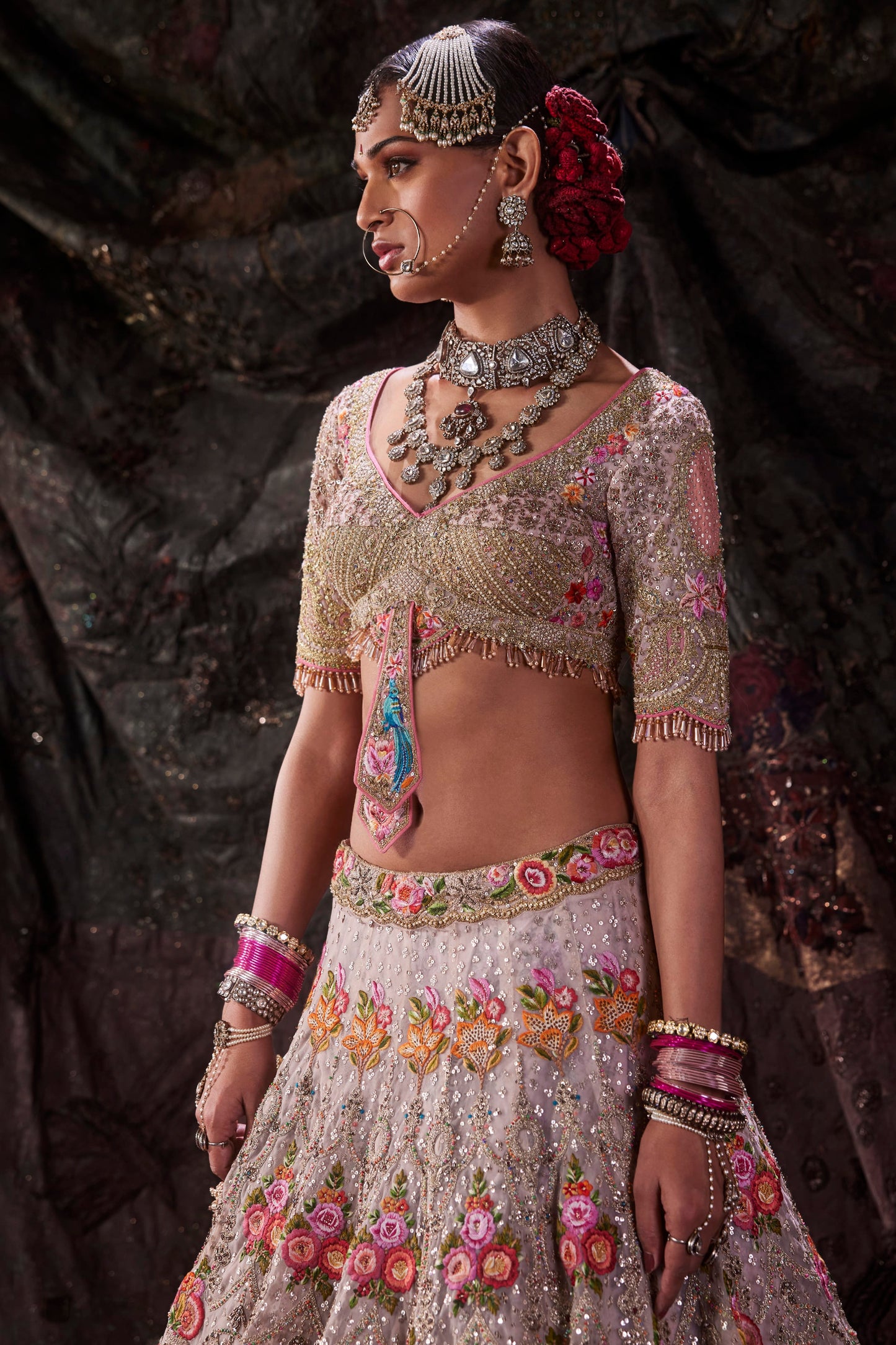 Luminescent Ivory Tulle Lehenga