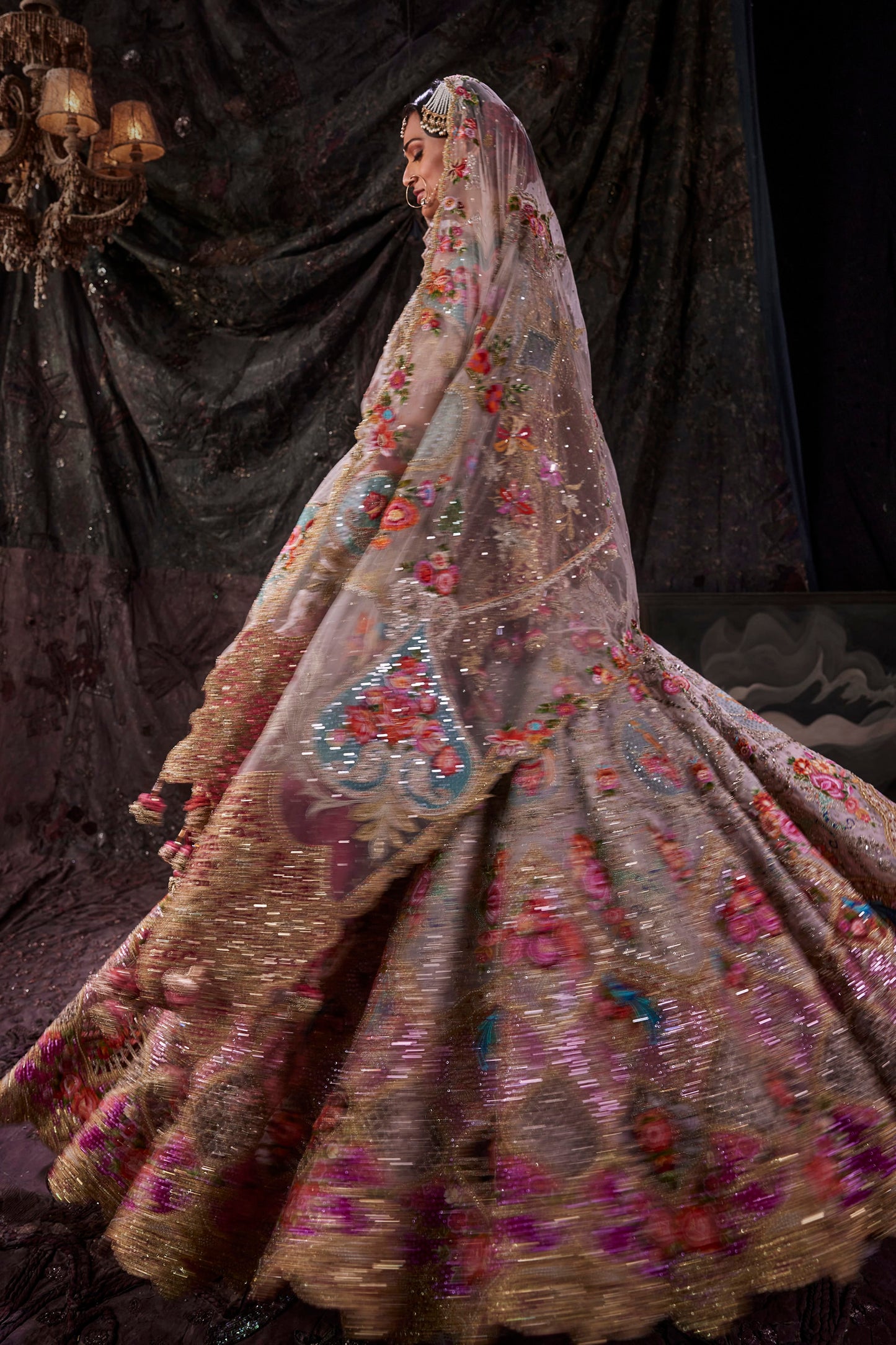 Luminescent Ivory Tulle Lehenga
