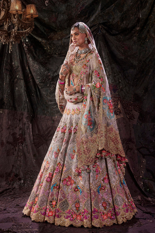 Luminescent Ivory Tulle Lehenga
