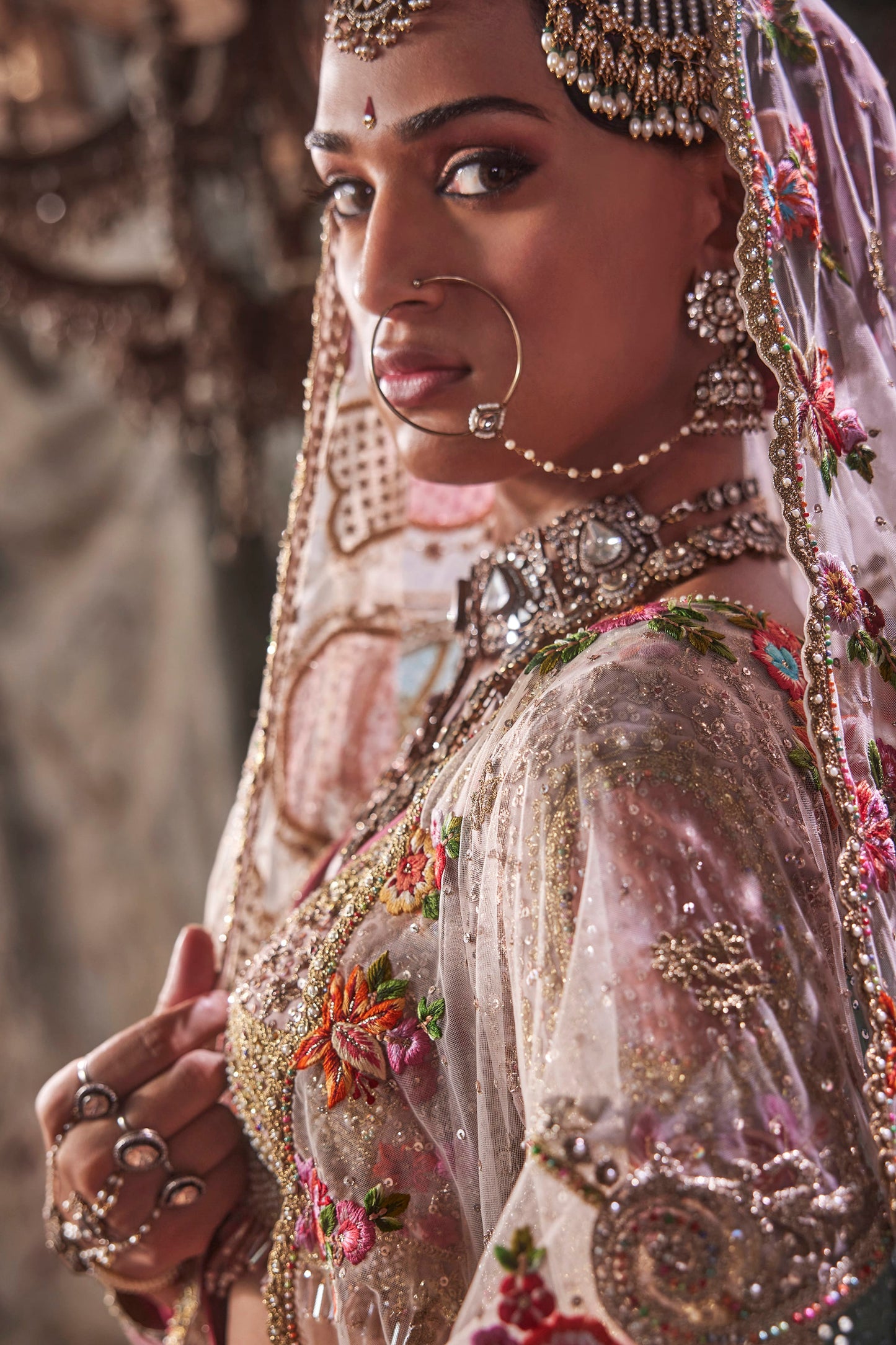 Luminescent Ivory Tulle Lehenga