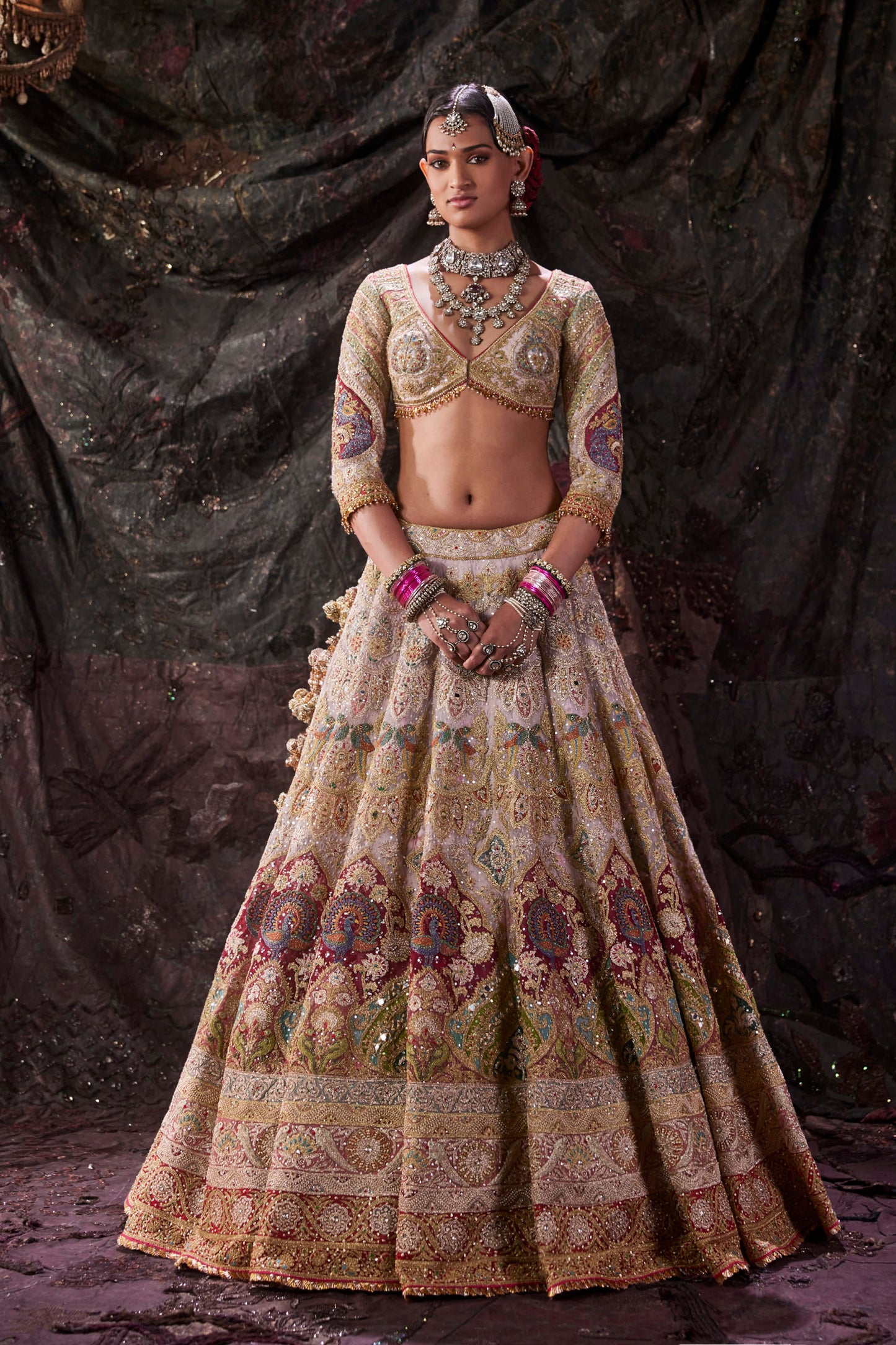 Frosted Pink Tulle Lehenga