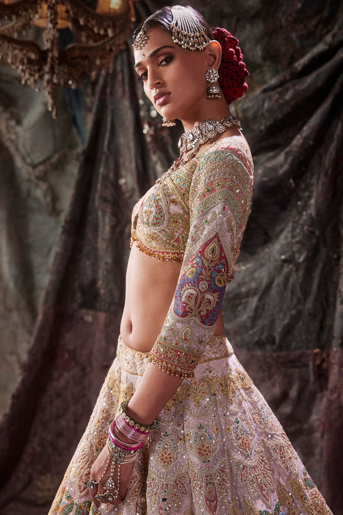 Frosted Pink Tulle Lehenga
