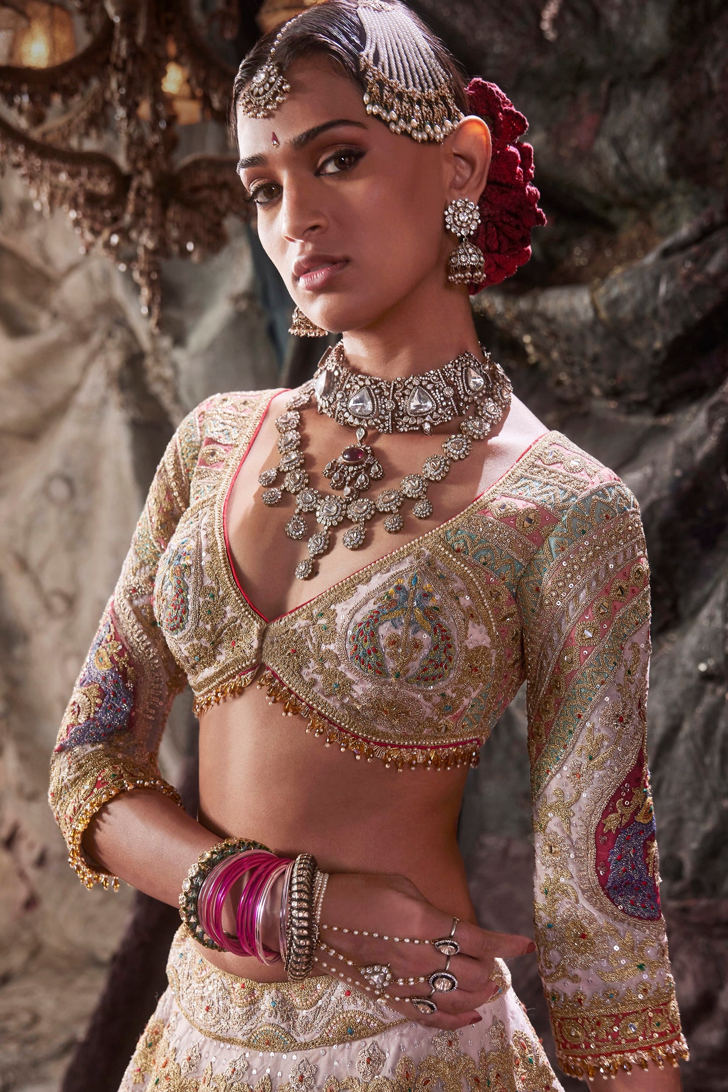 Frosted Pink Tulle Lehenga