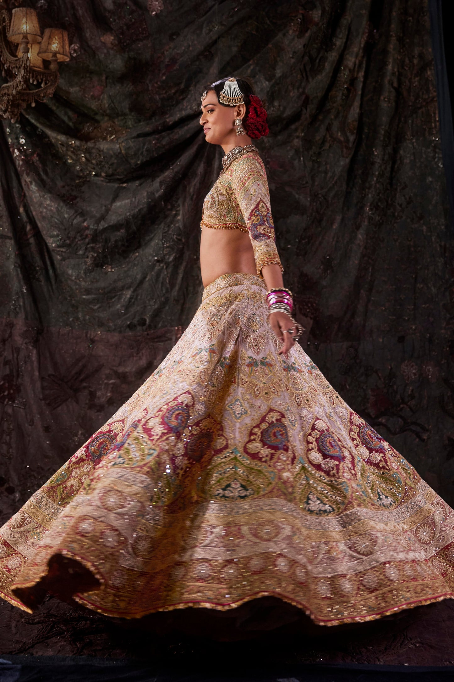 Frosted Pink Tulle Lehenga