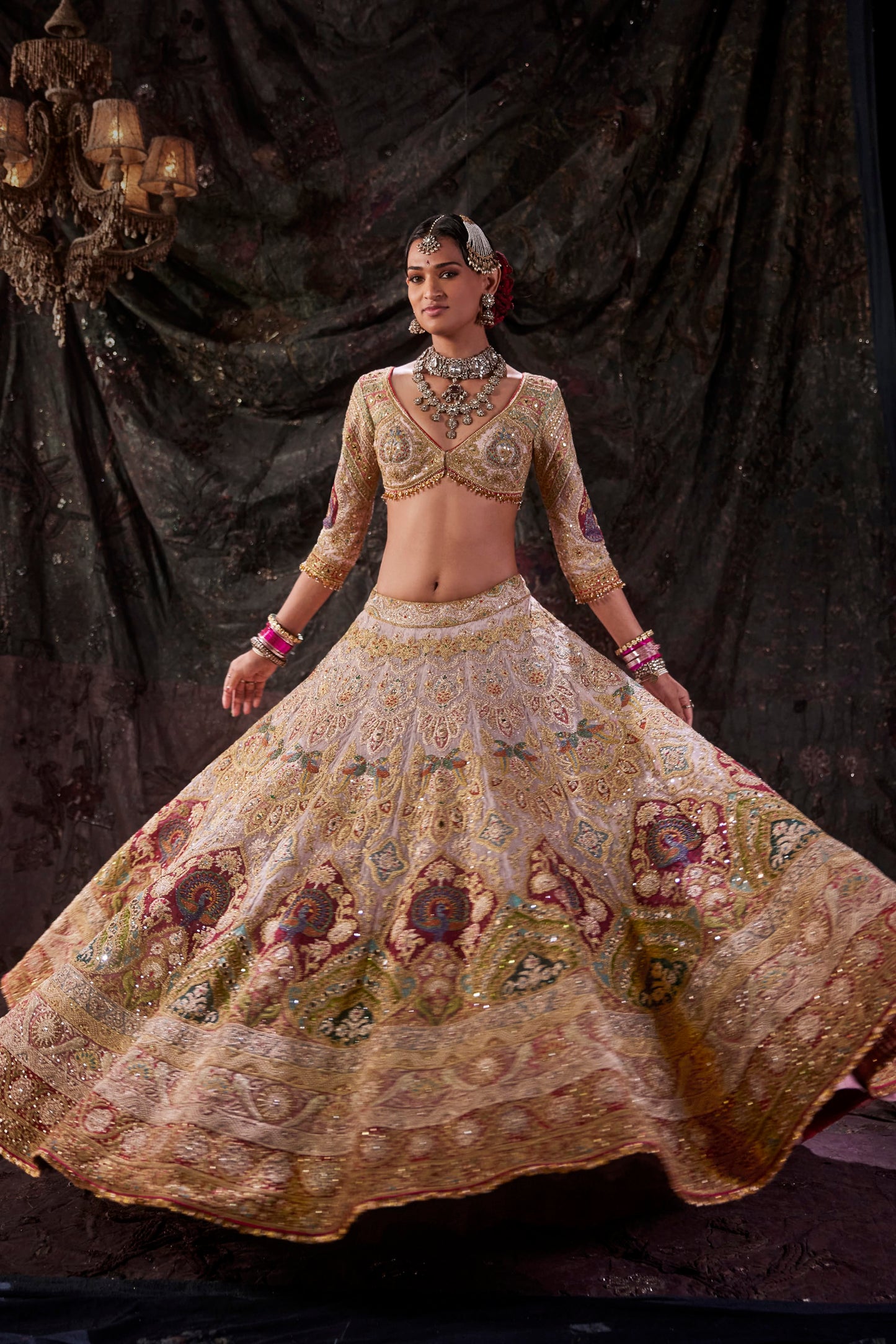 Frosted Pink Tulle Lehenga