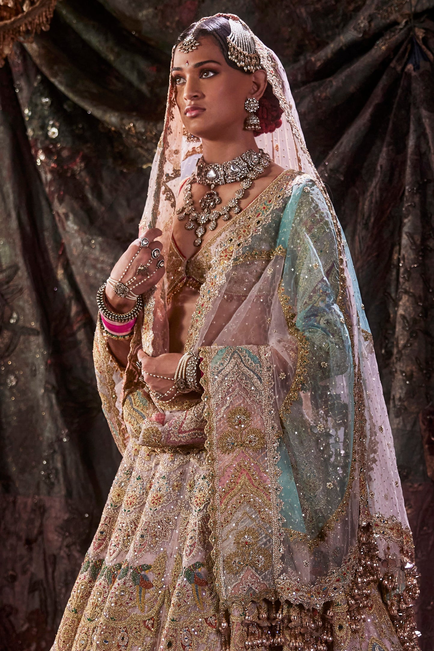 Frosted Pink Tulle Lehenga