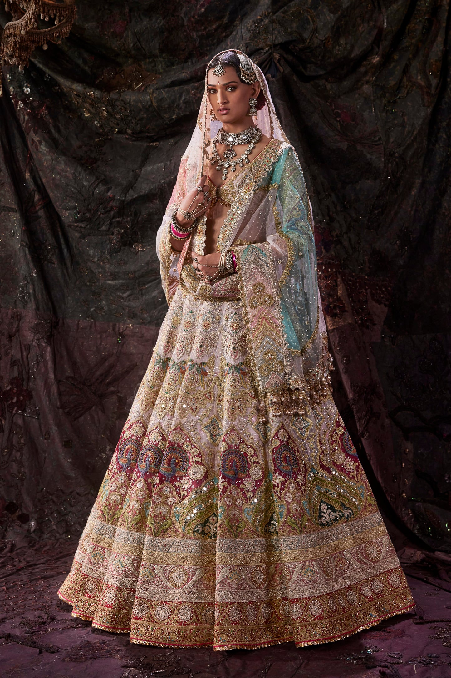 Frosted Pink Tulle Lehenga