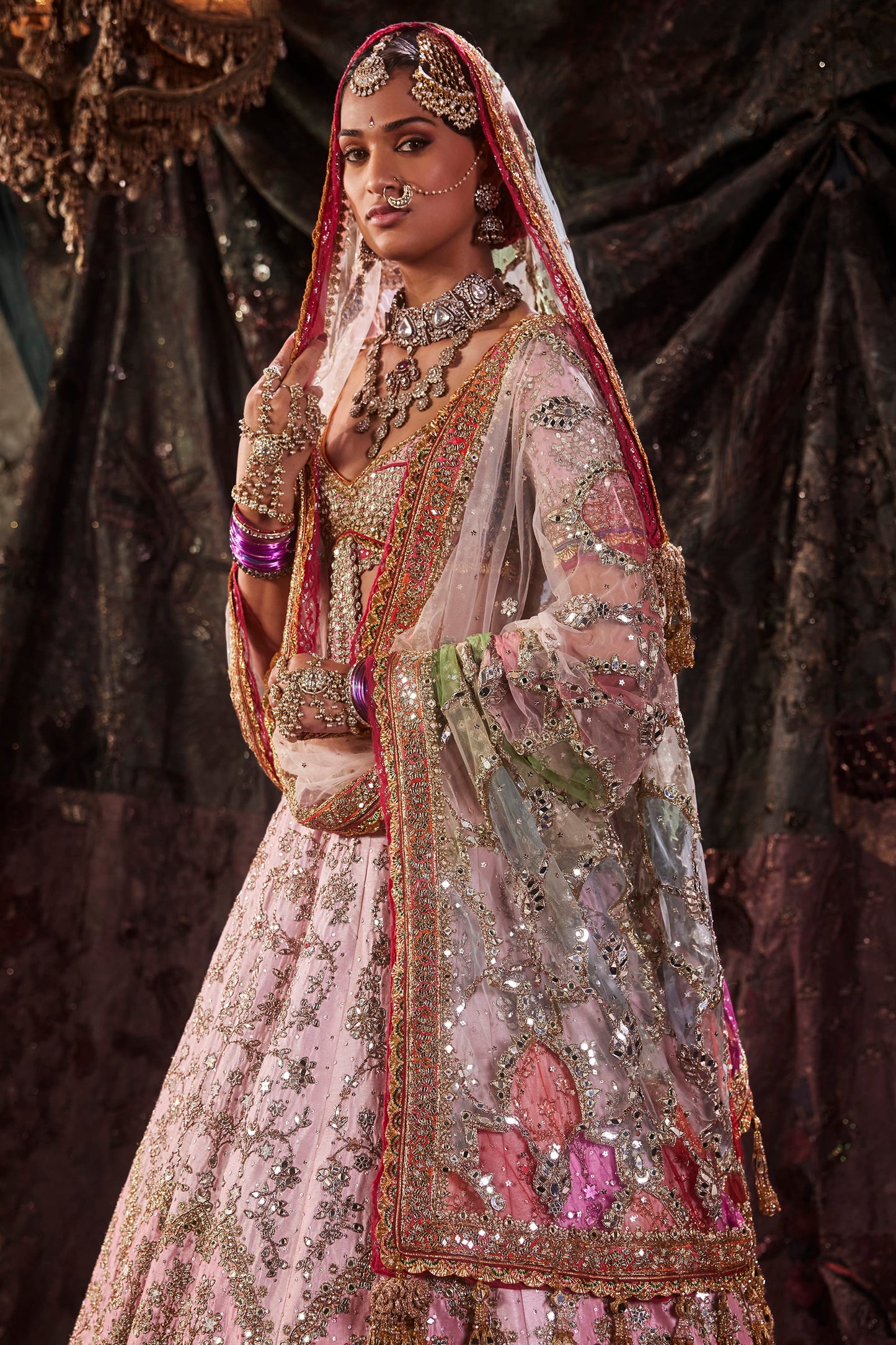 Carnation Pink Silk Lehenga
