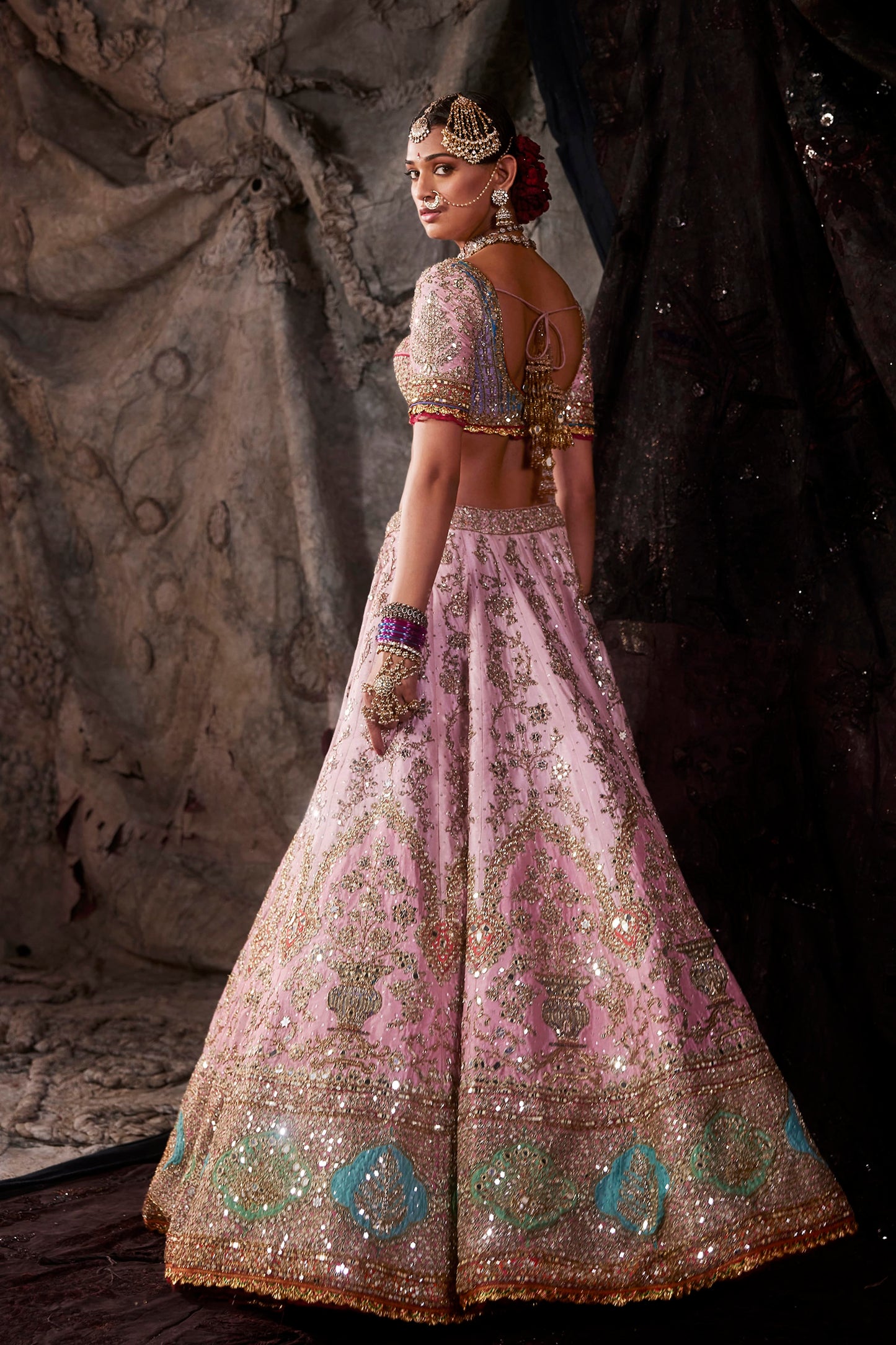 Carnation Pink Silk Lehenga