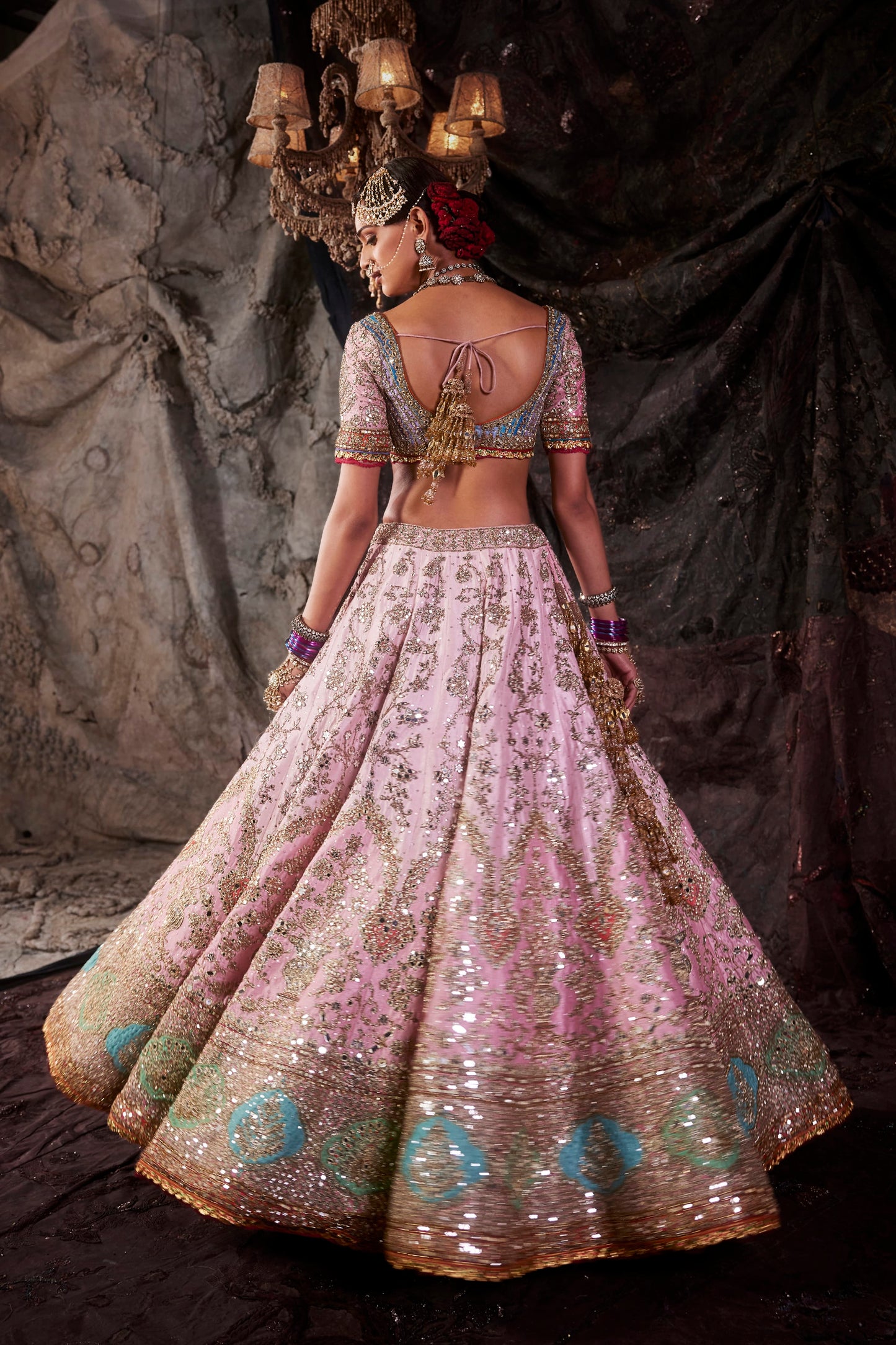 Carnation Pink Silk Lehenga