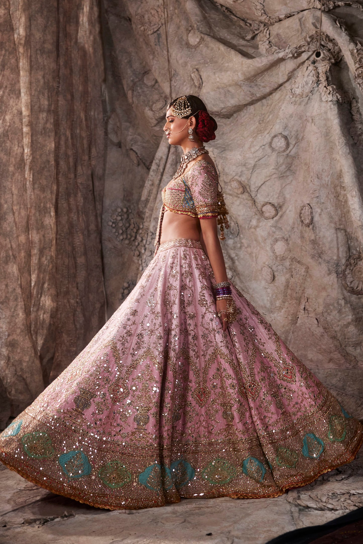 Carnation Pink Silk Lehenga