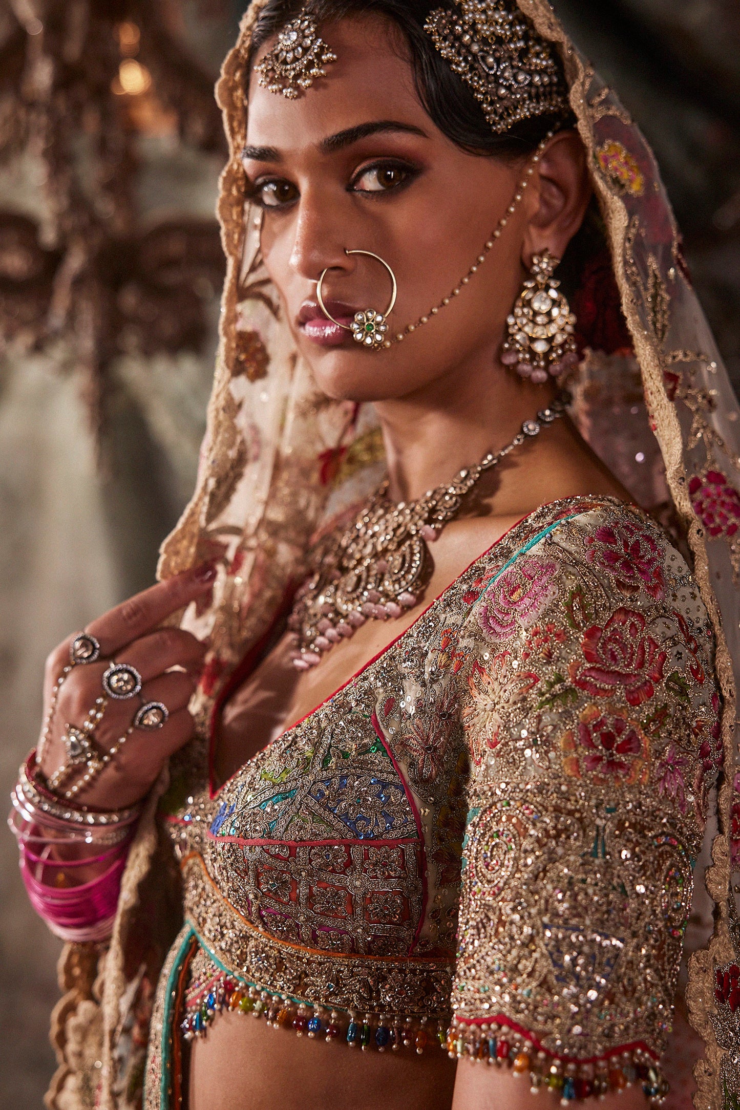 Pale Ivory Tulle Lehenga
