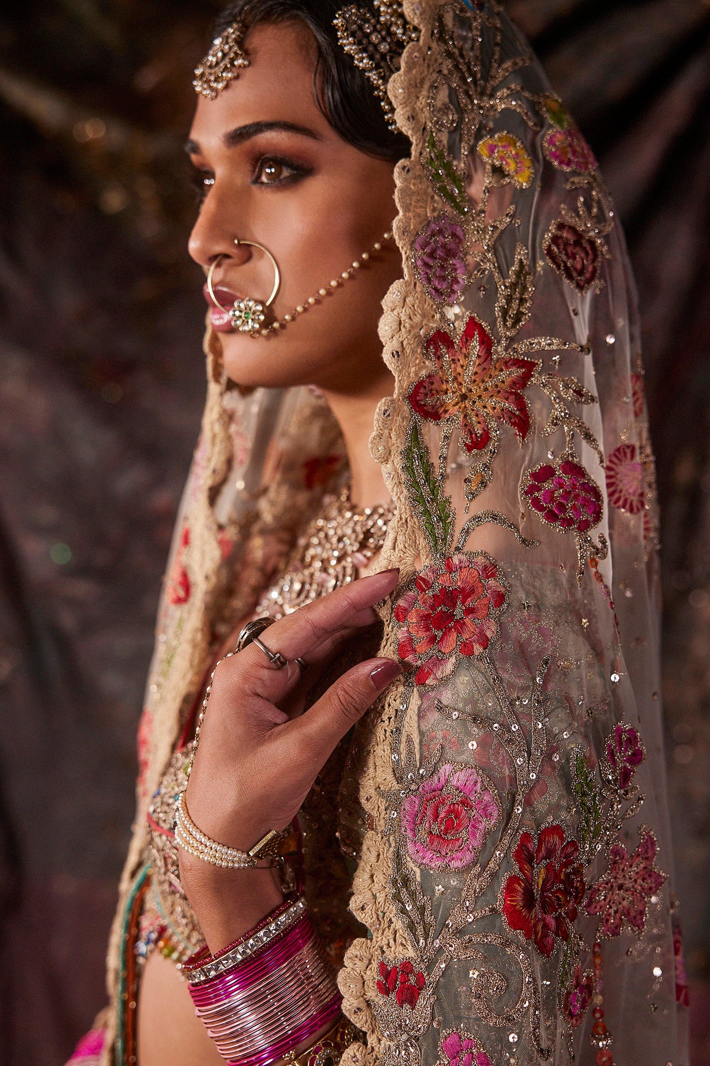 Pale Ivory Tulle Lehenga