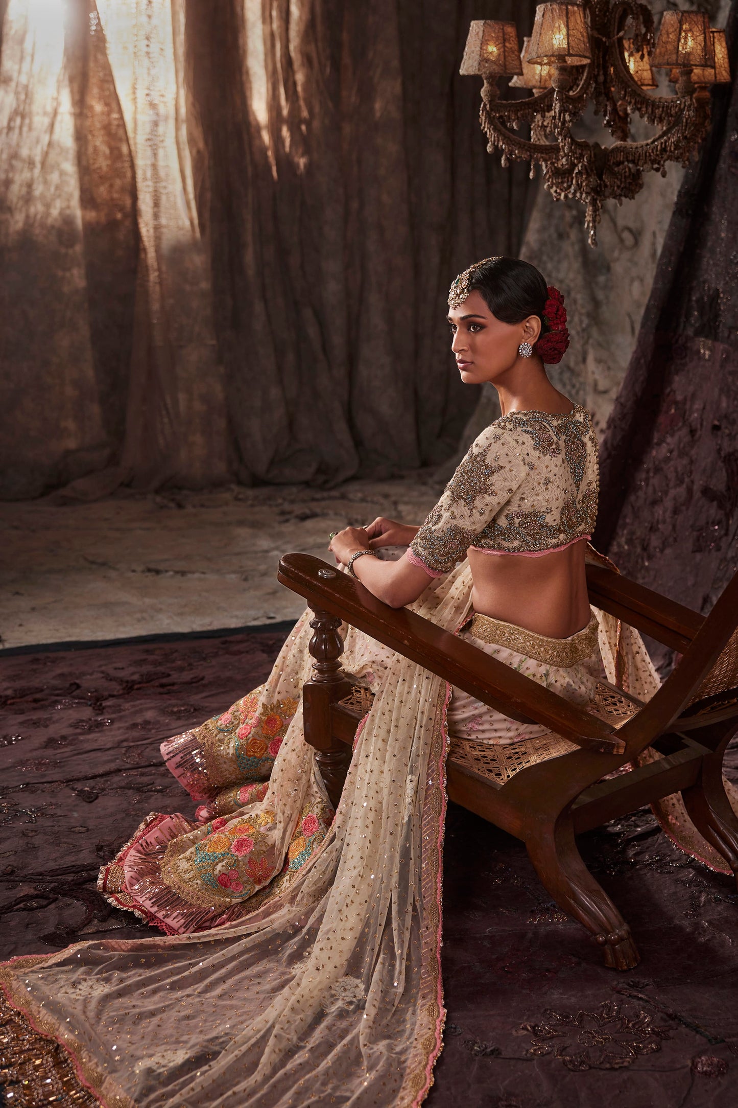 Luminous Ivory Tulle Lehenga