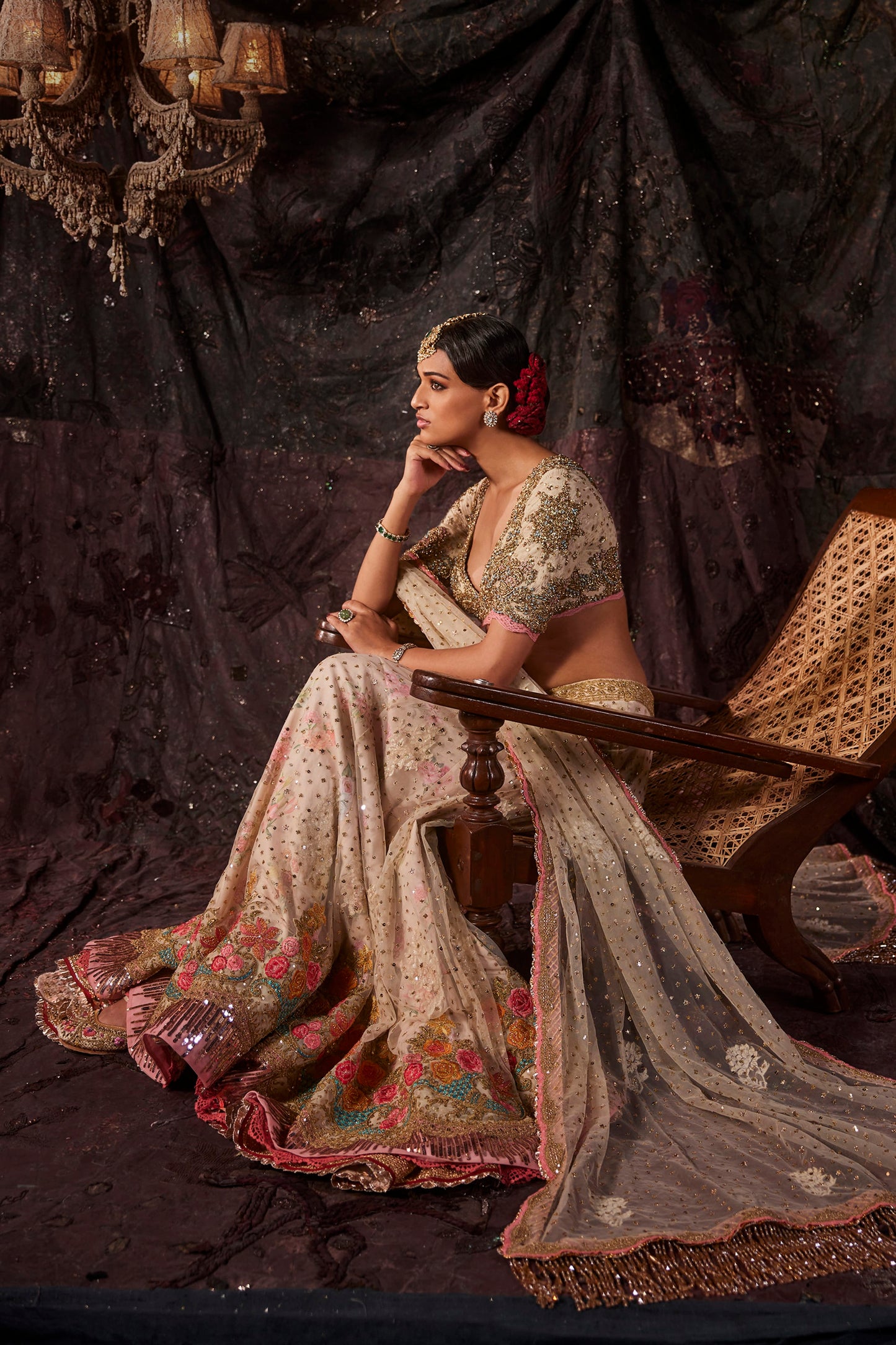Luminous Ivory Tulle Lehenga