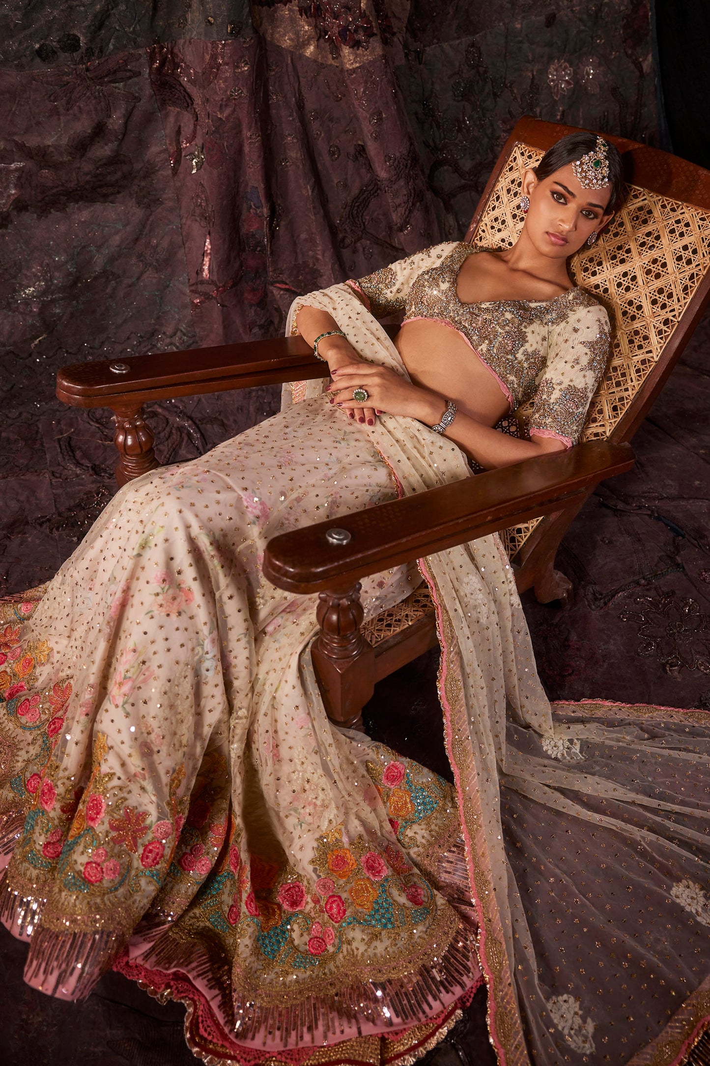 Luminous Ivory Tulle Lehenga