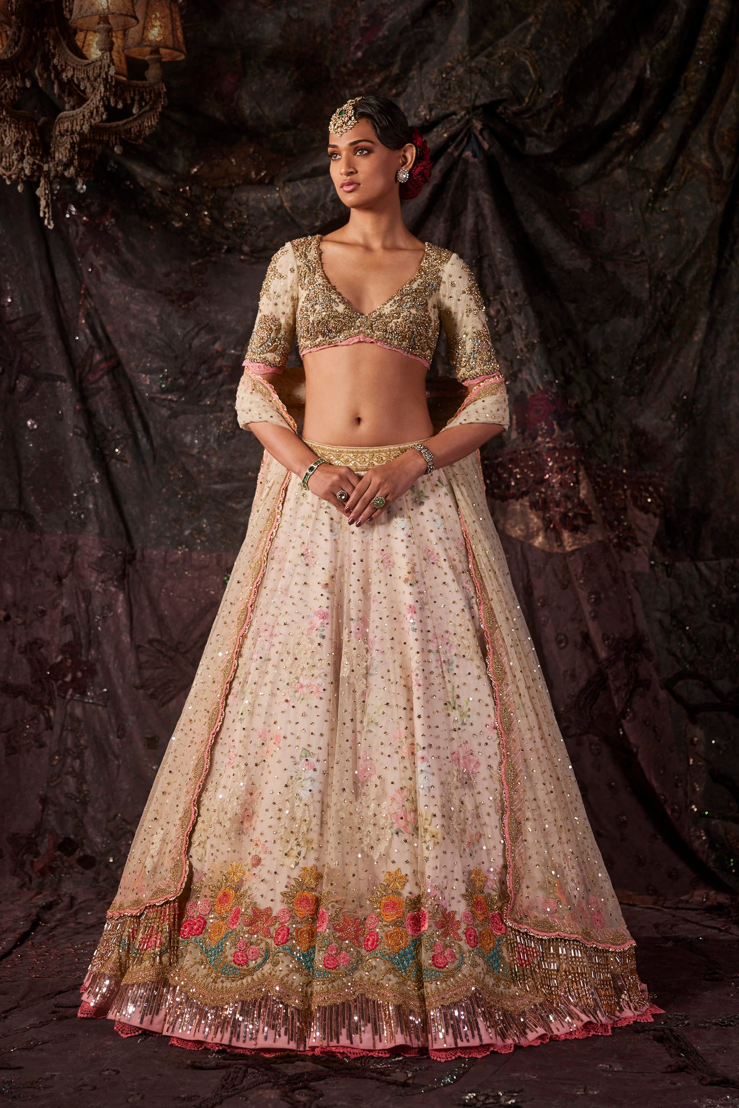 Luminous Ivory Tulle Lehenga