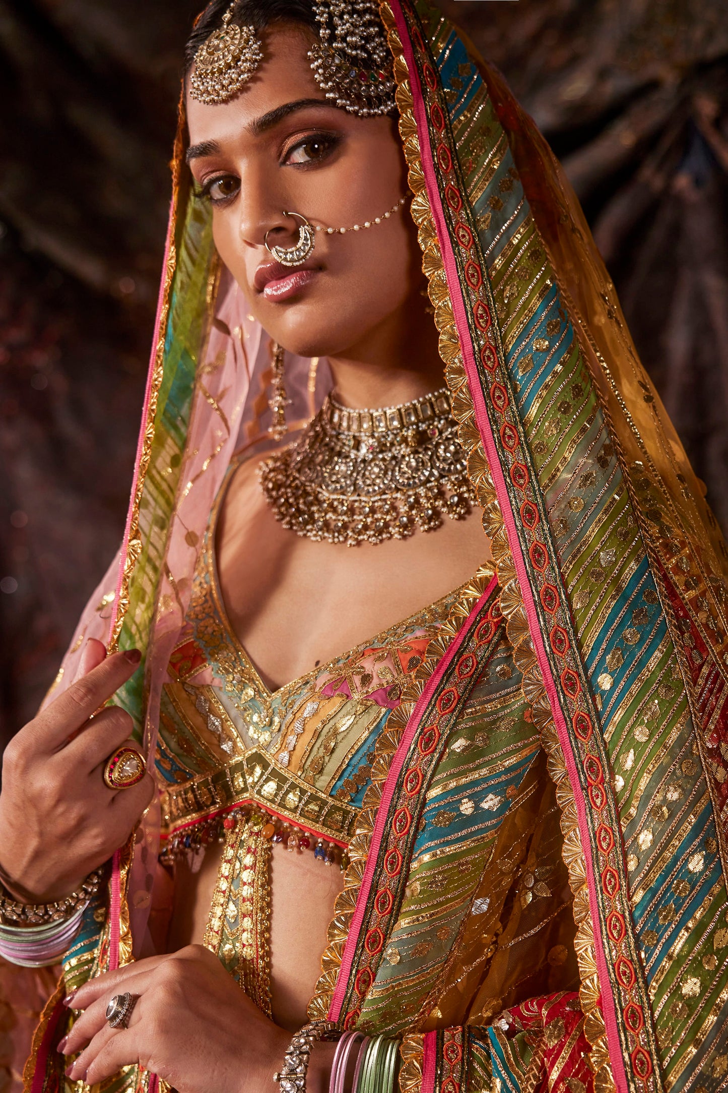 Birch-Hued Bhagalpur Silk Lehenga